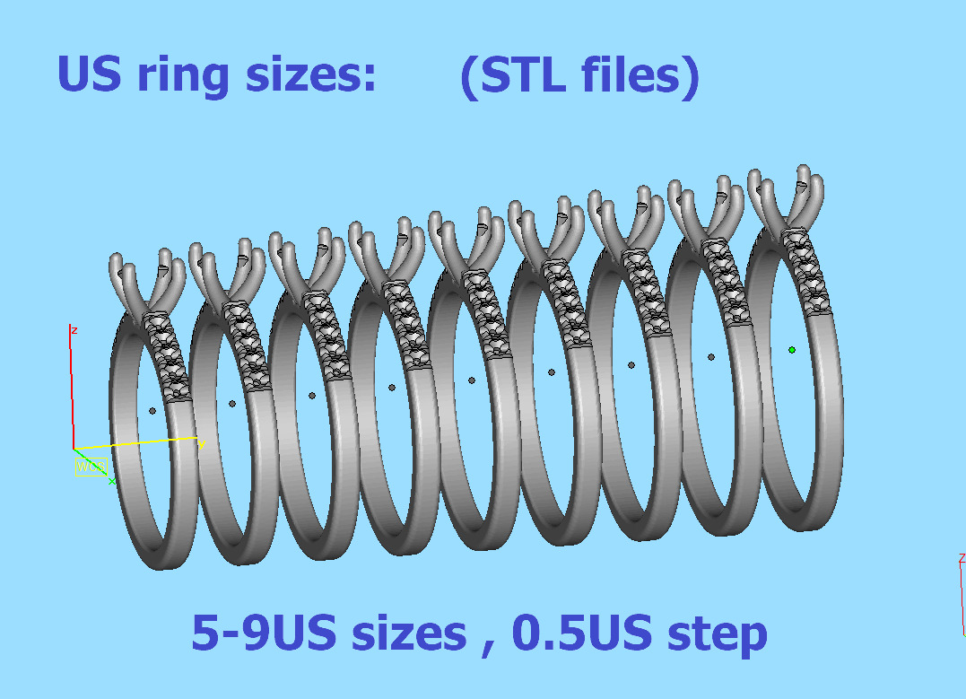 Solitaire Engagement Ring with 35 pointer gem 4claw setting  3D print model_10