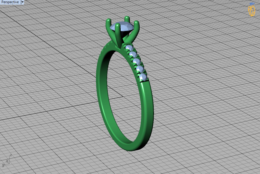 Solitaire Engagement Ring with 35 pointer gem 4claw setting  3D print model_43