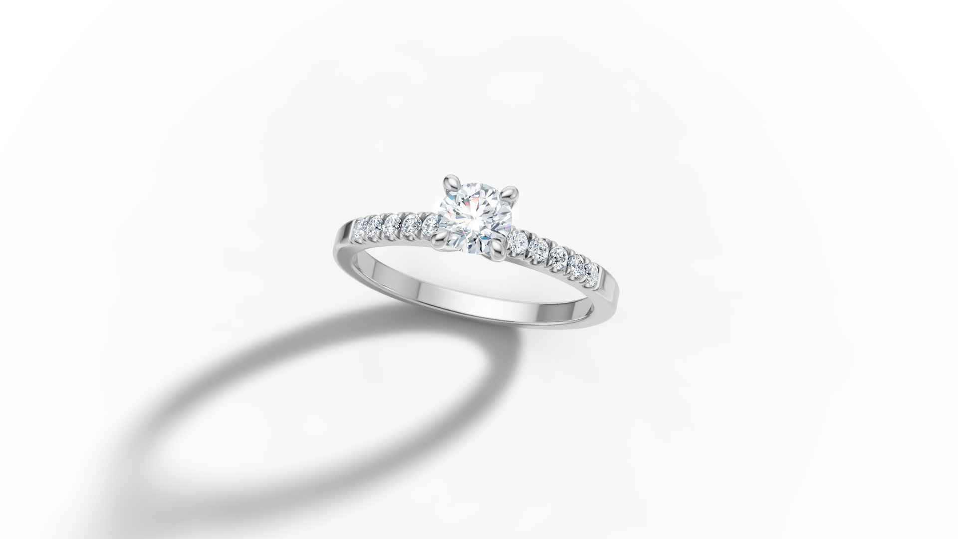 Solitaire Engagement Ring with 35 pointer gem 4claw setting  3D print model_20