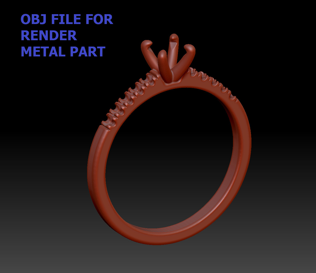 Solitaire Engagement Ring with 35 pointer gem 4claw setting  3D print model_11