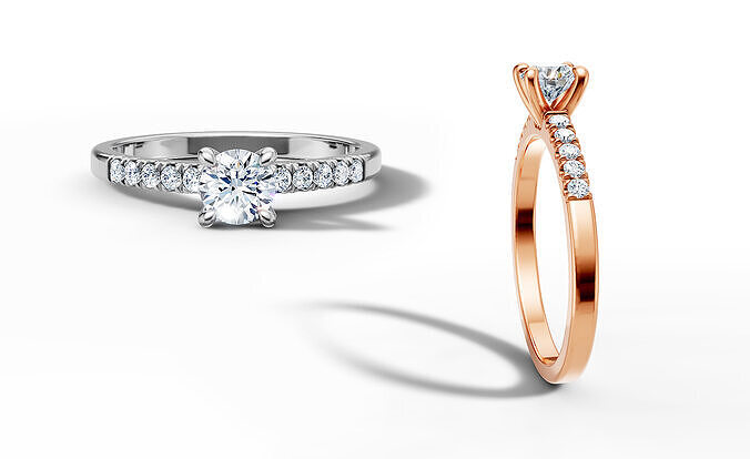 Solitaire Engagement Ring with 35 pointer gem 4claw setting  3D print model