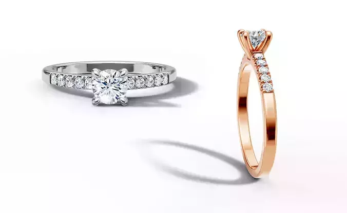 Solitaire Engagement Ring with 35 pointer gem 4claw setting 