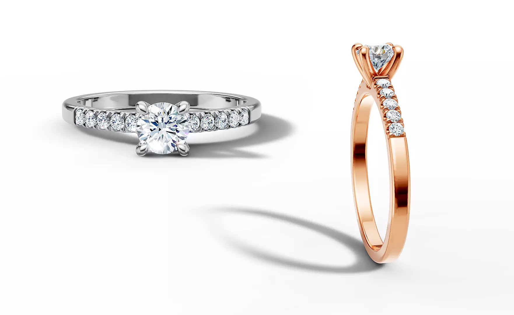 Solitaire Engagement Ring with 35 pointer gem 4claw setting  3D print model_0