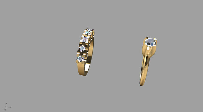 Diamond-Set Gold Ring and Pendant Set 3D print model