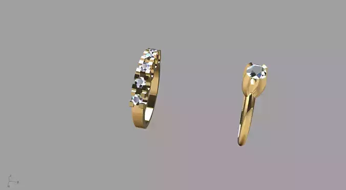 Diamond-Set Gold Ring and Pendant Set 3D print model