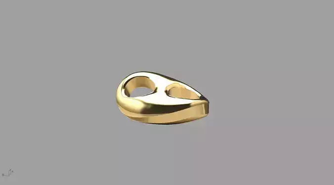 Curved Gold Abstract Pendant 3D print model
