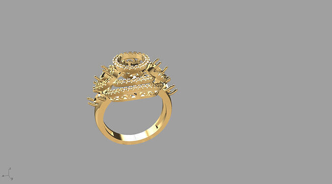 Bold Gold and Diamond Cluster Ring 3D print model