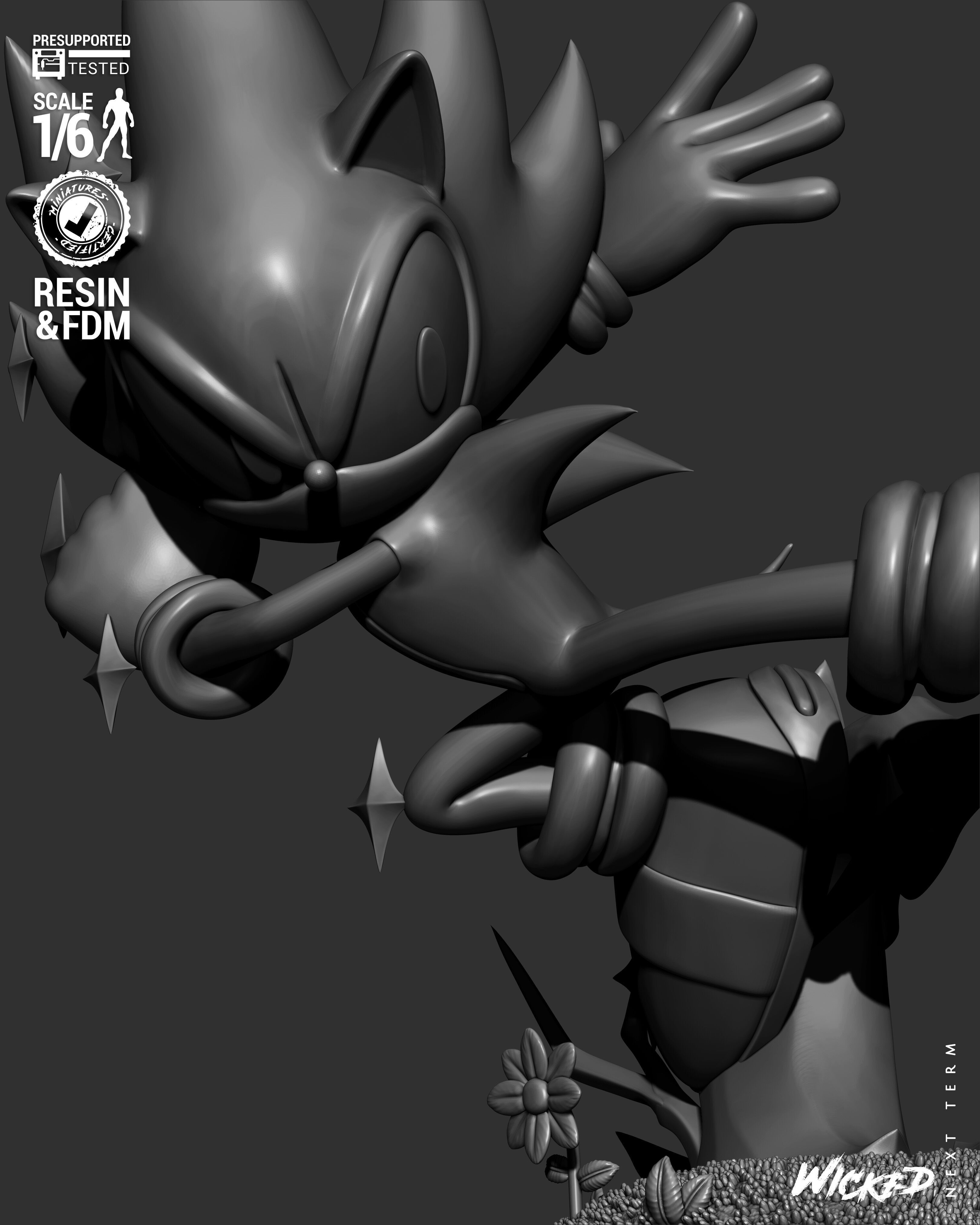 Wicked Video Games Sonic Sculpture 3D print model_17