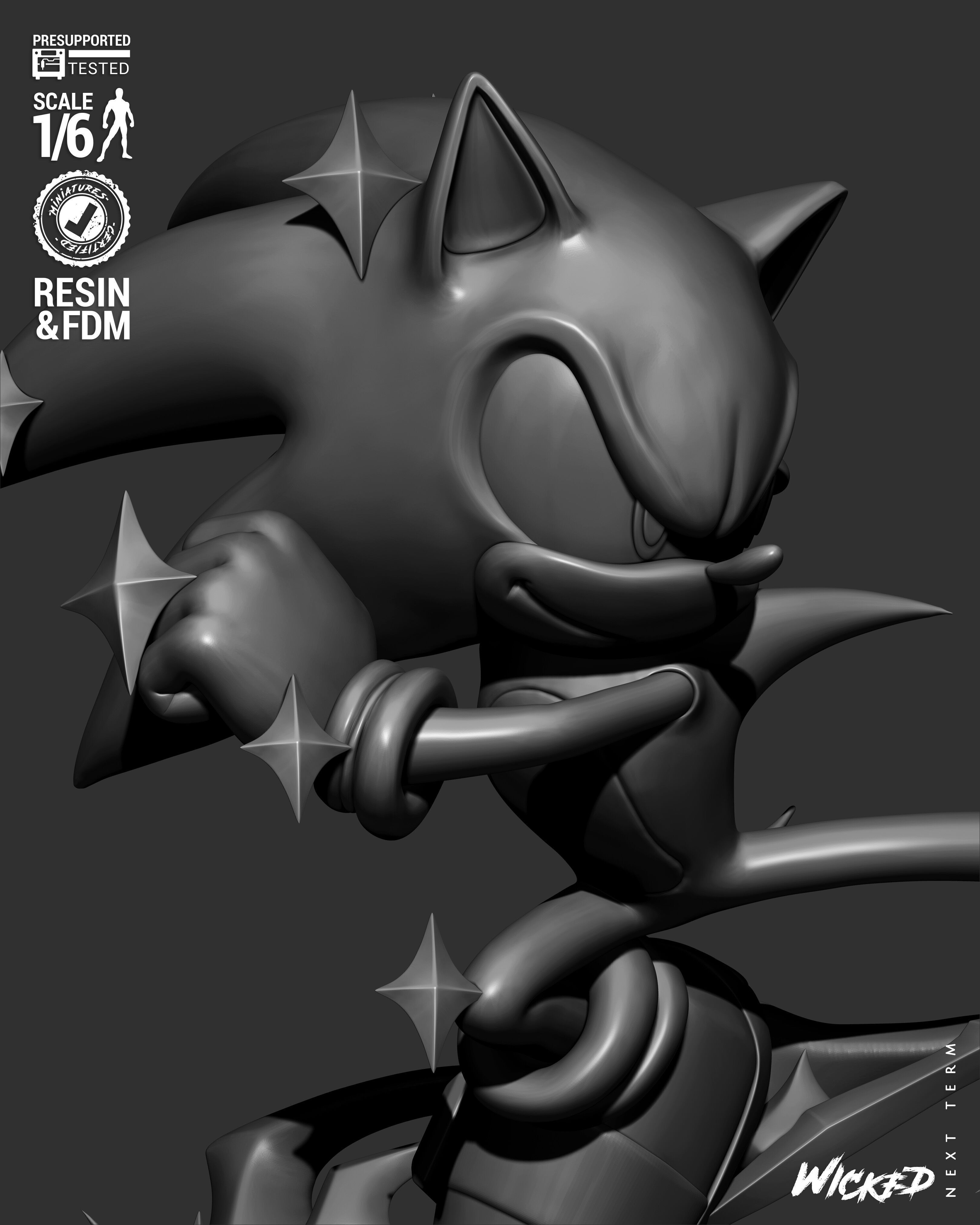 Wicked Video Games Sonic Sculpture 3D print model_19