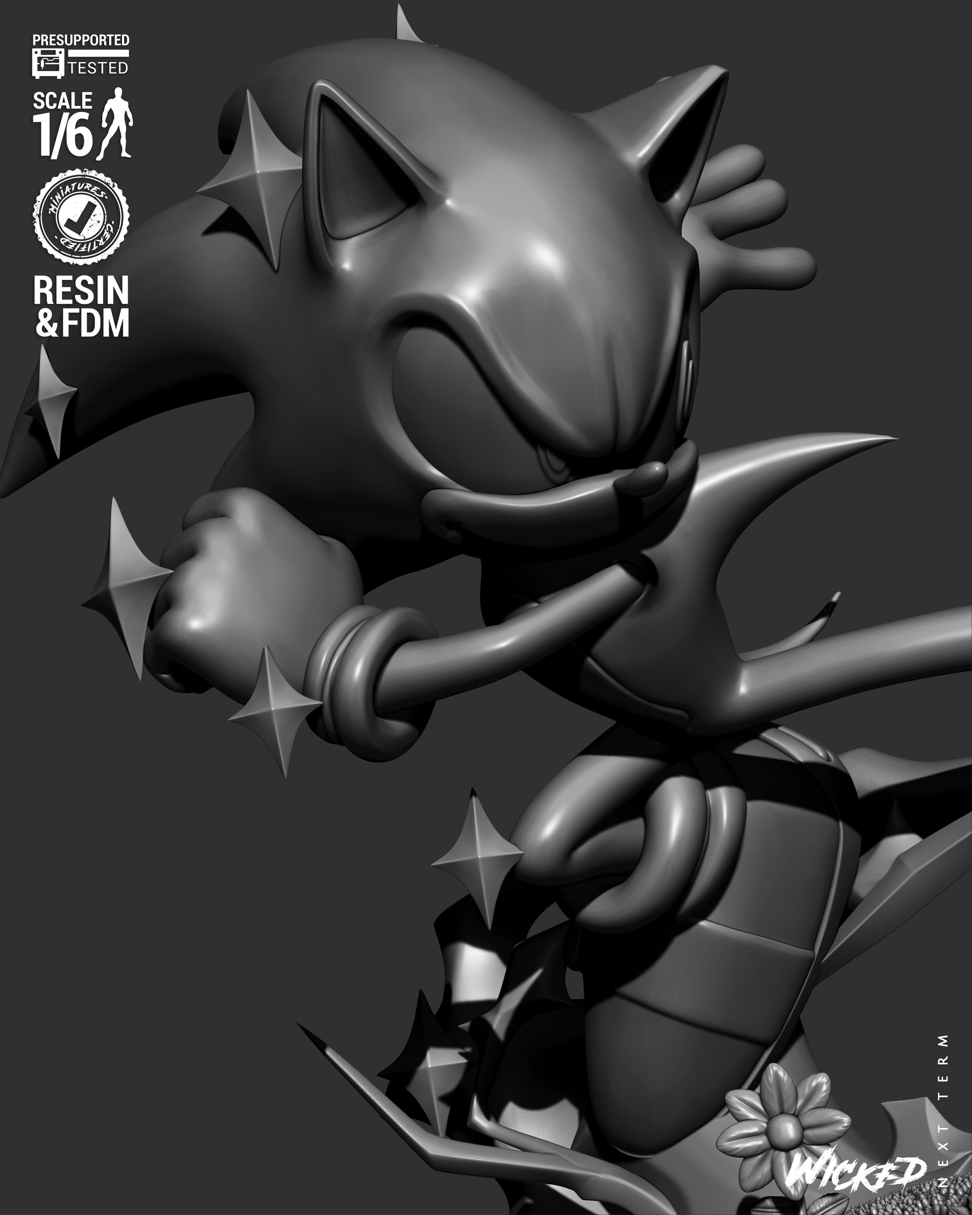Wicked Video Games Sonic Sculpture 3D print model_18