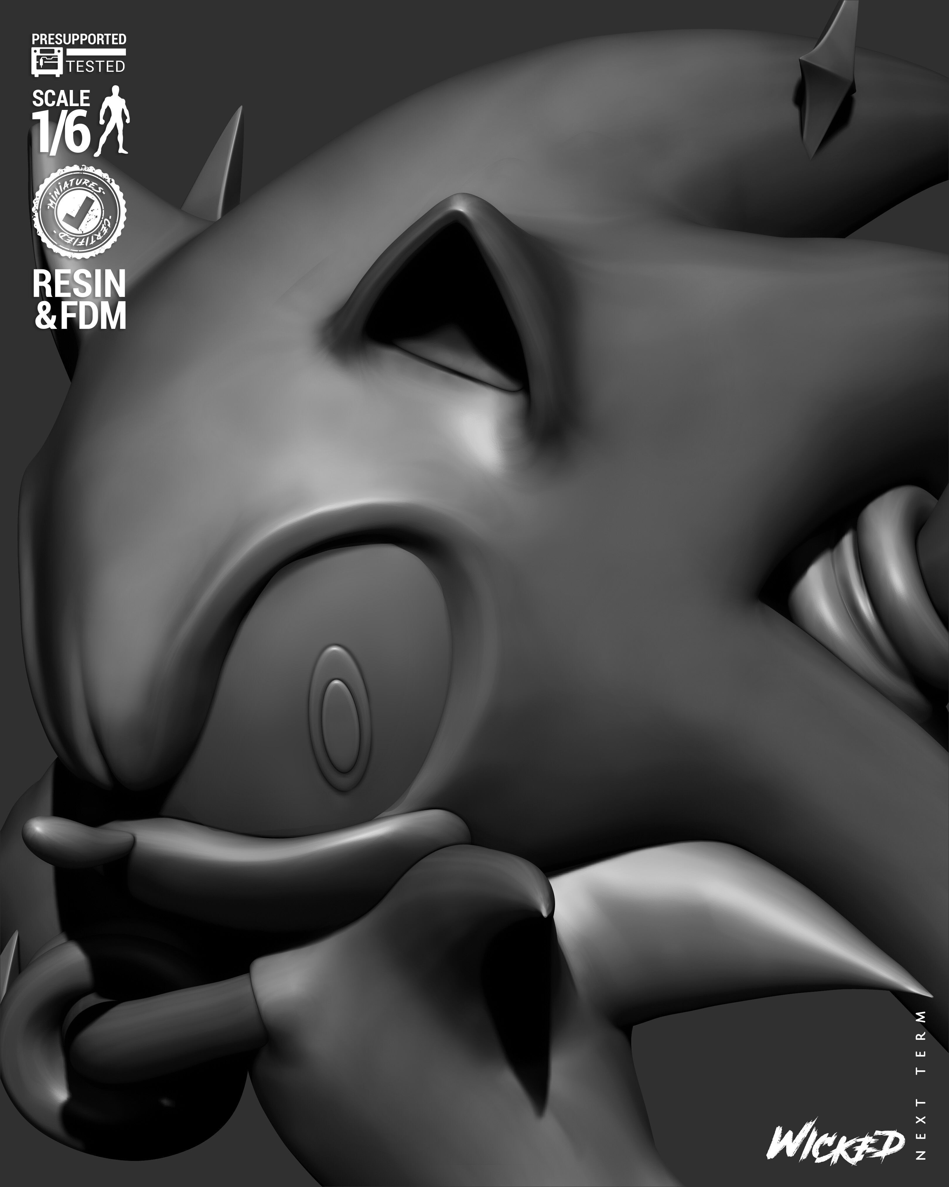Wicked Video Games Sonic Sculpture 3D print model_20