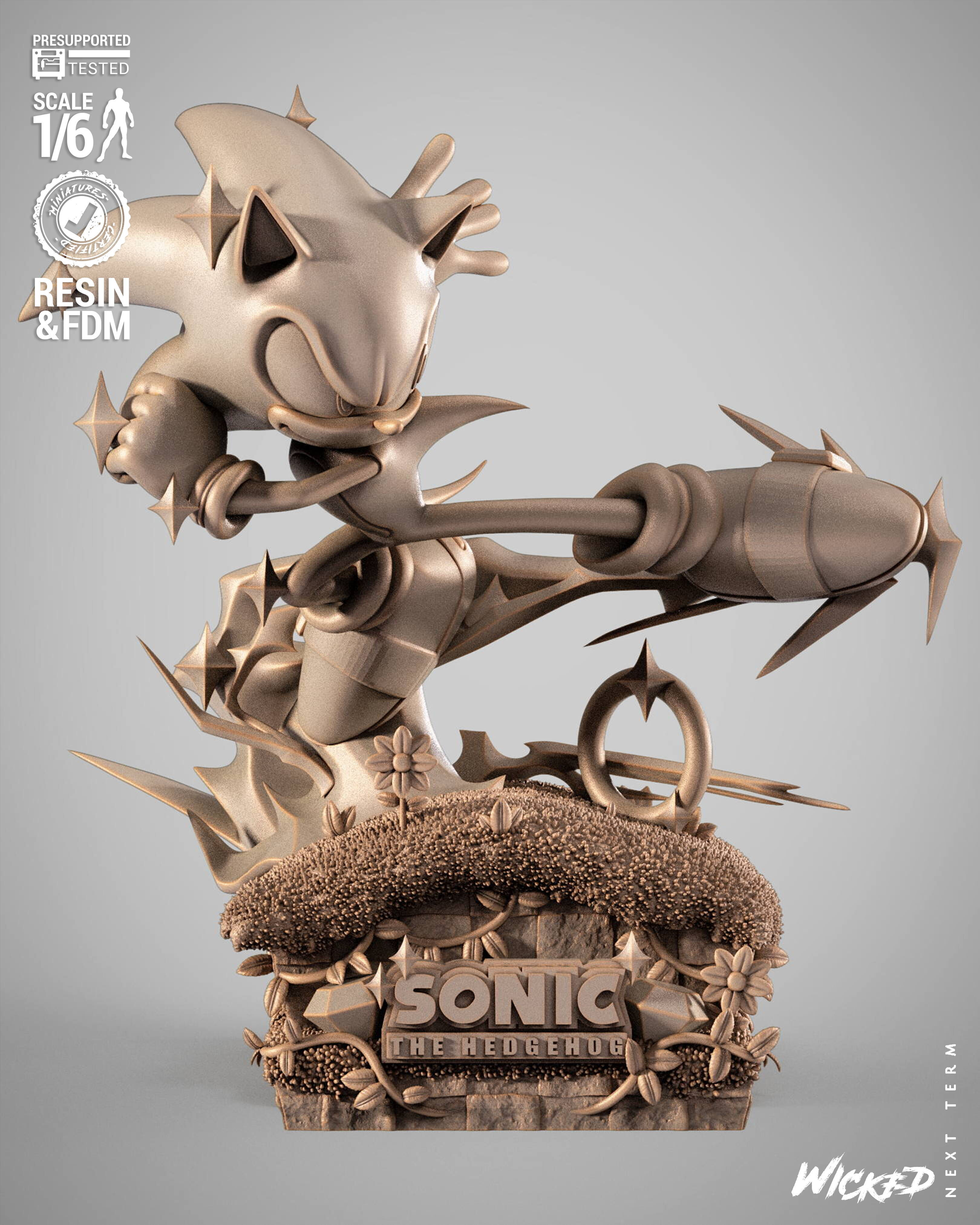 Wicked Video Games Sonic Sculpture 3D print model_1