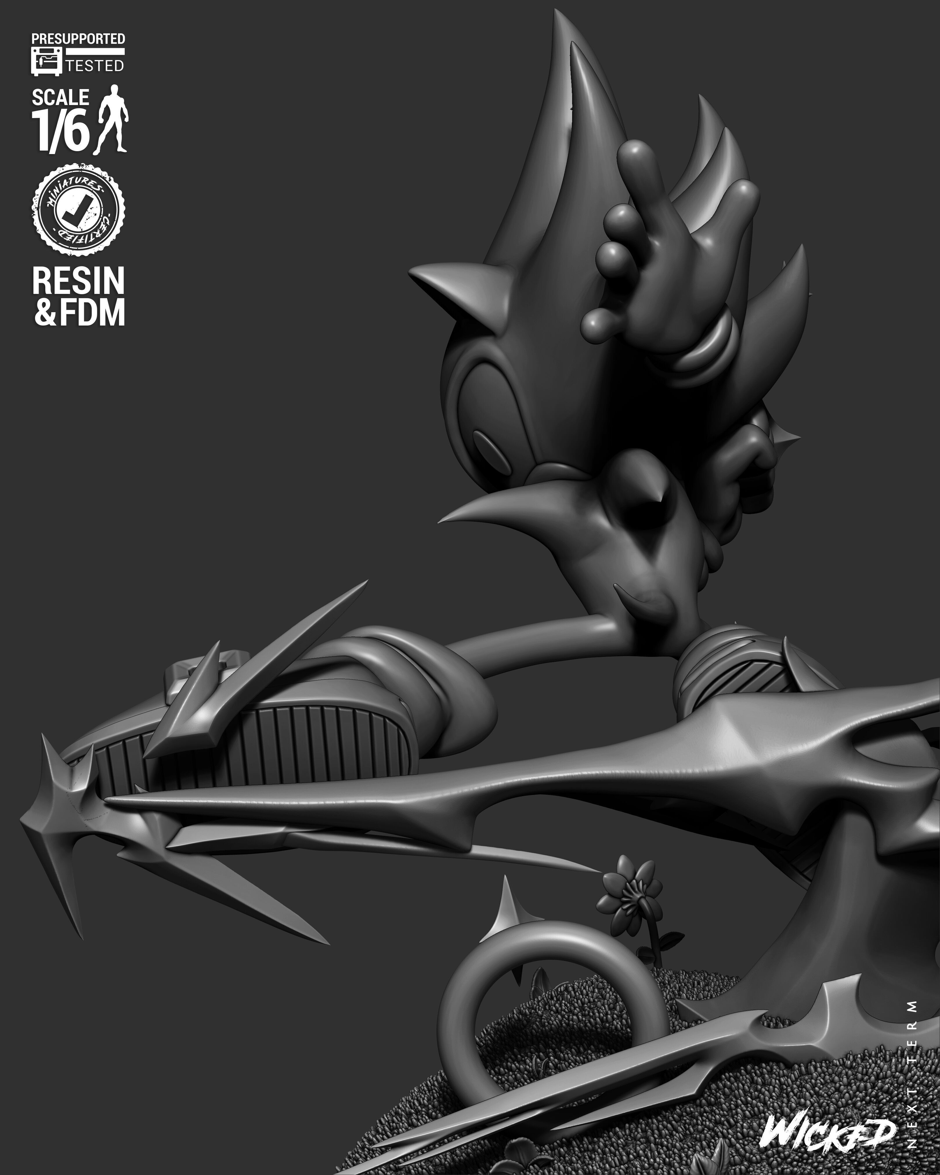 Wicked Video Games Sonic Sculpture 3D print model_28