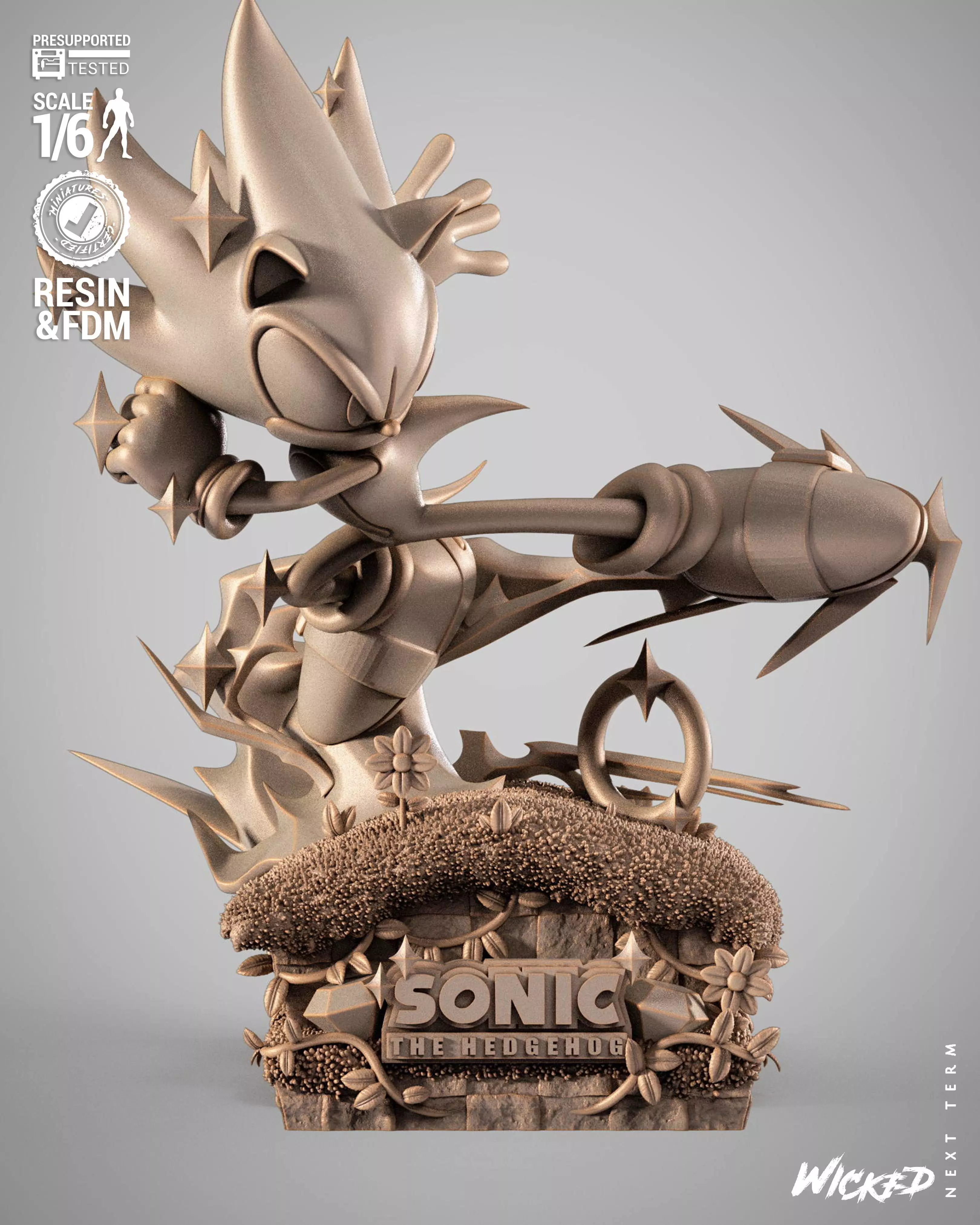 Wicked Video Games Sonic Sculpture 3D print model_0