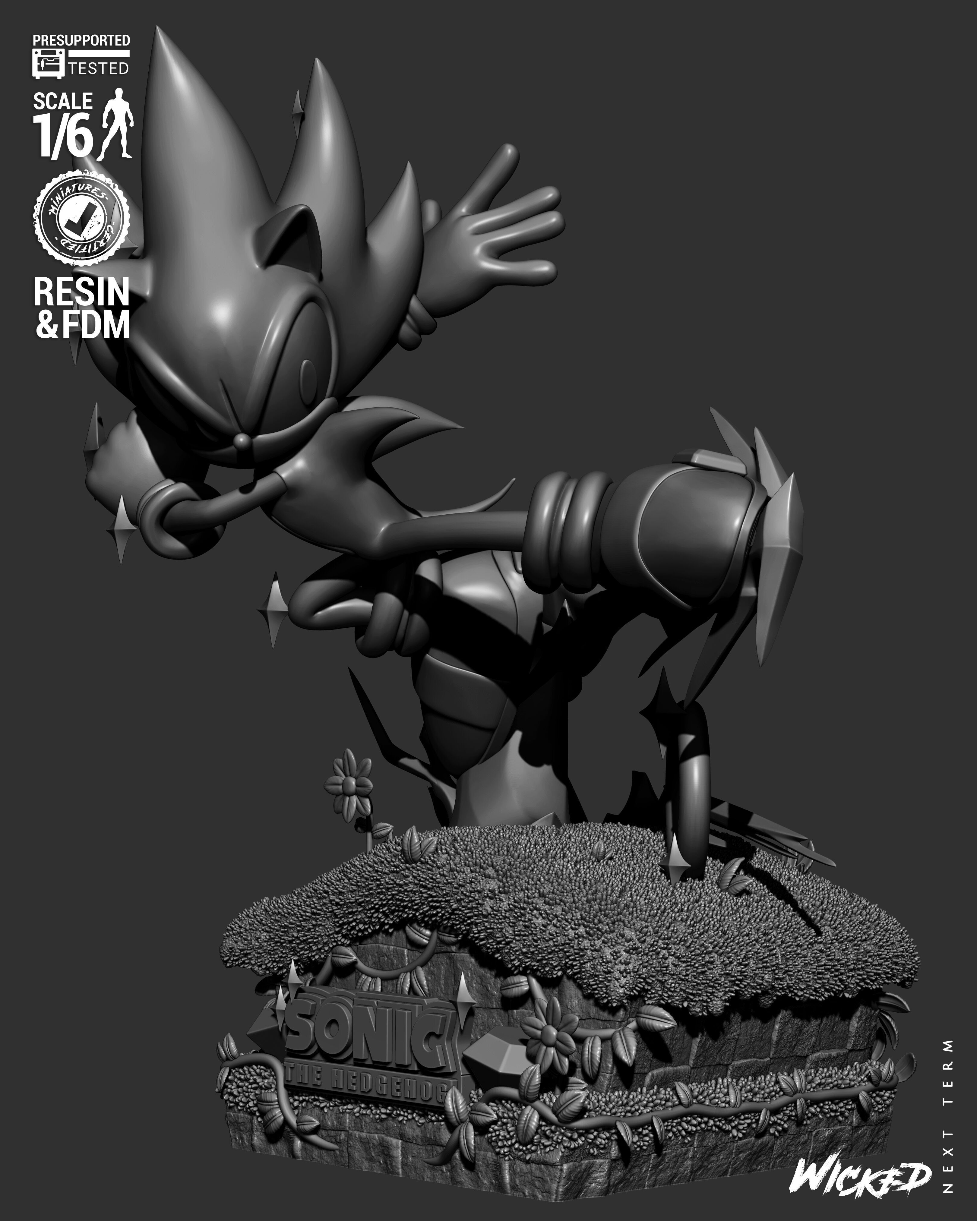 Wicked Video Games Sonic Sculpture 3D print model_15