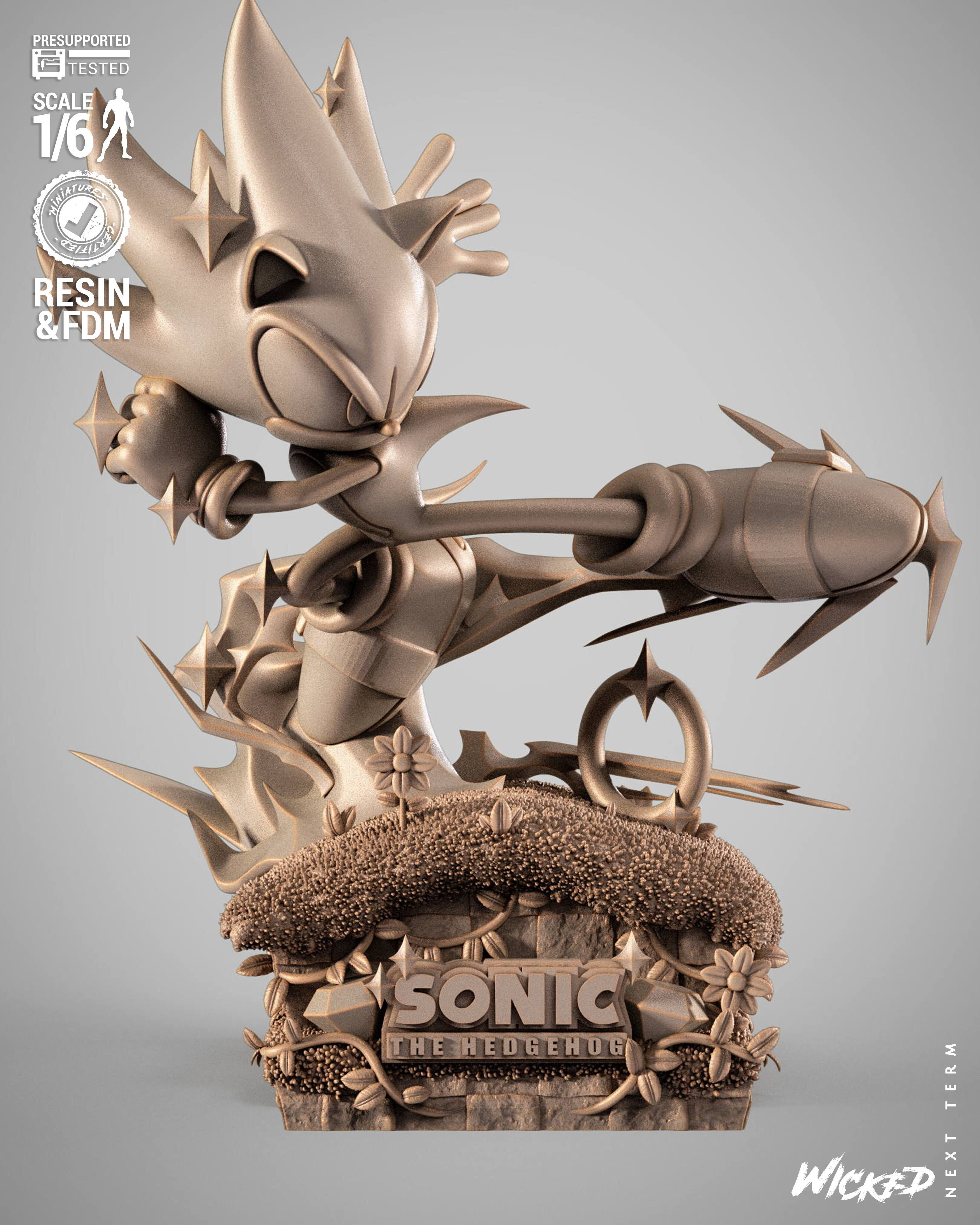Wicked Video Games Sonic Sculpture 3D print model_35