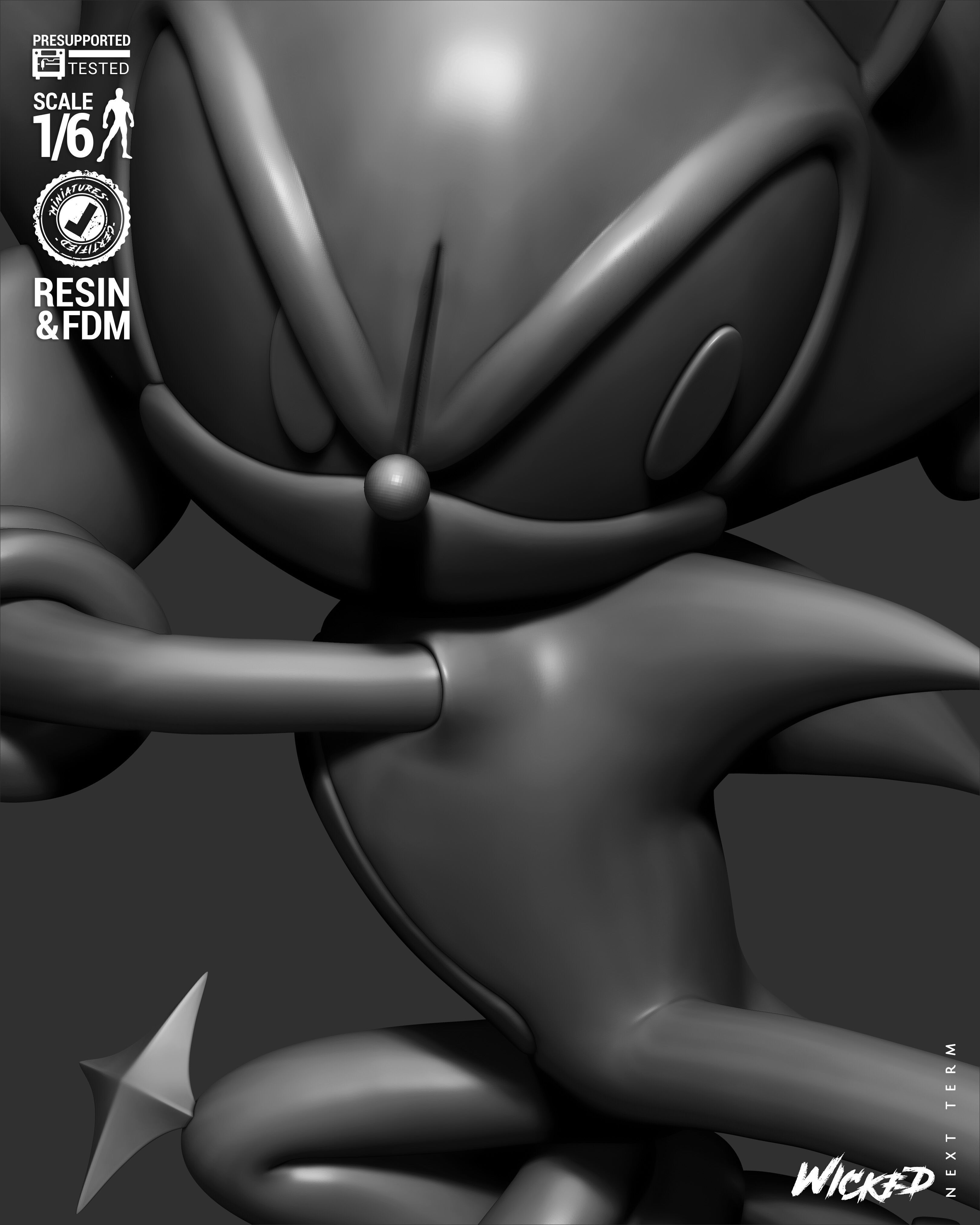 Wicked Video Games Sonic Sculpture 3D print model_22