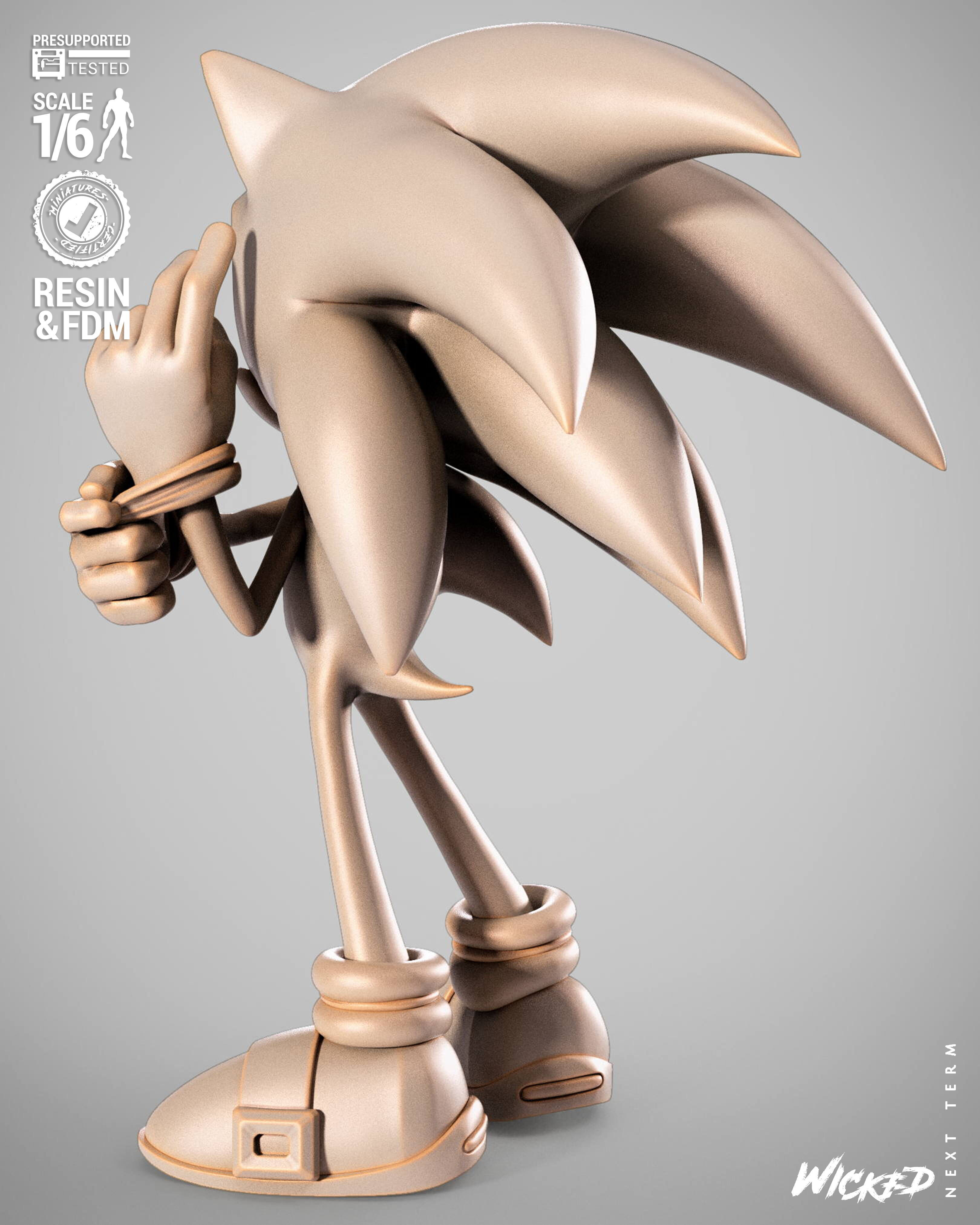 Wicked Video Games Sonic Sculpture Stand 3D print model_2