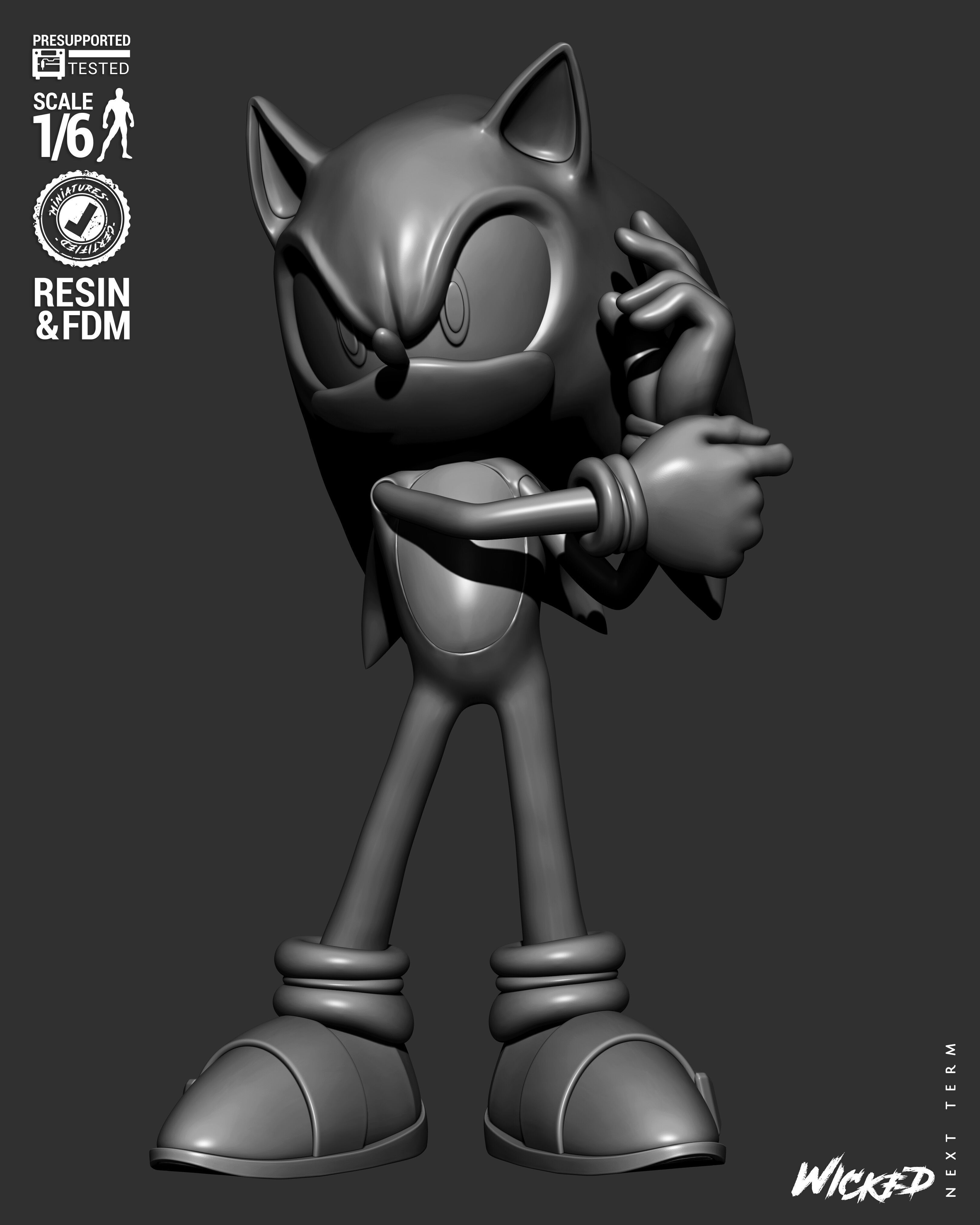 Wicked Video Games Sonic Sculpture Stand 3D print model_26