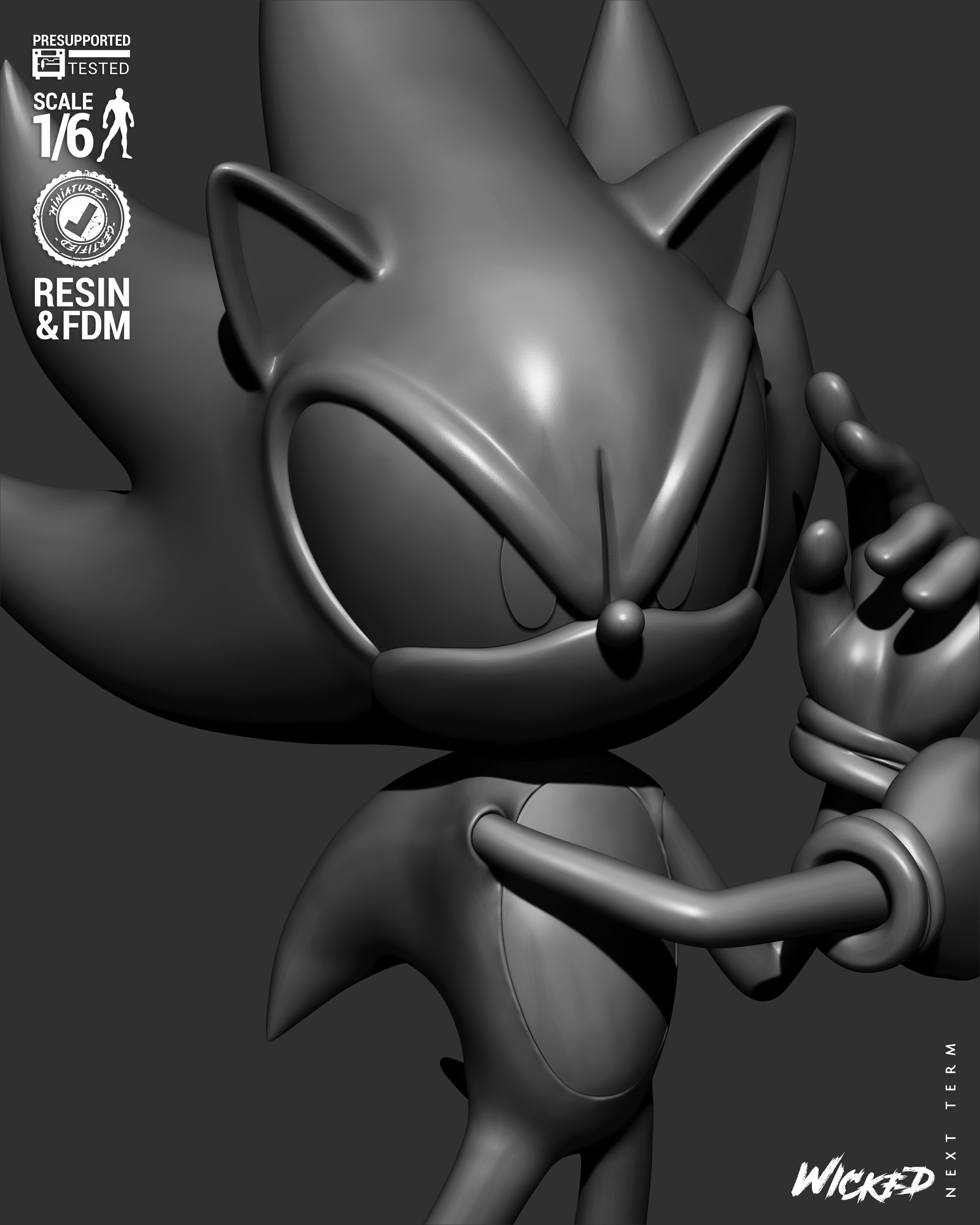 Wicked Video Games Sonic Sculpture Stand 3D print model_13