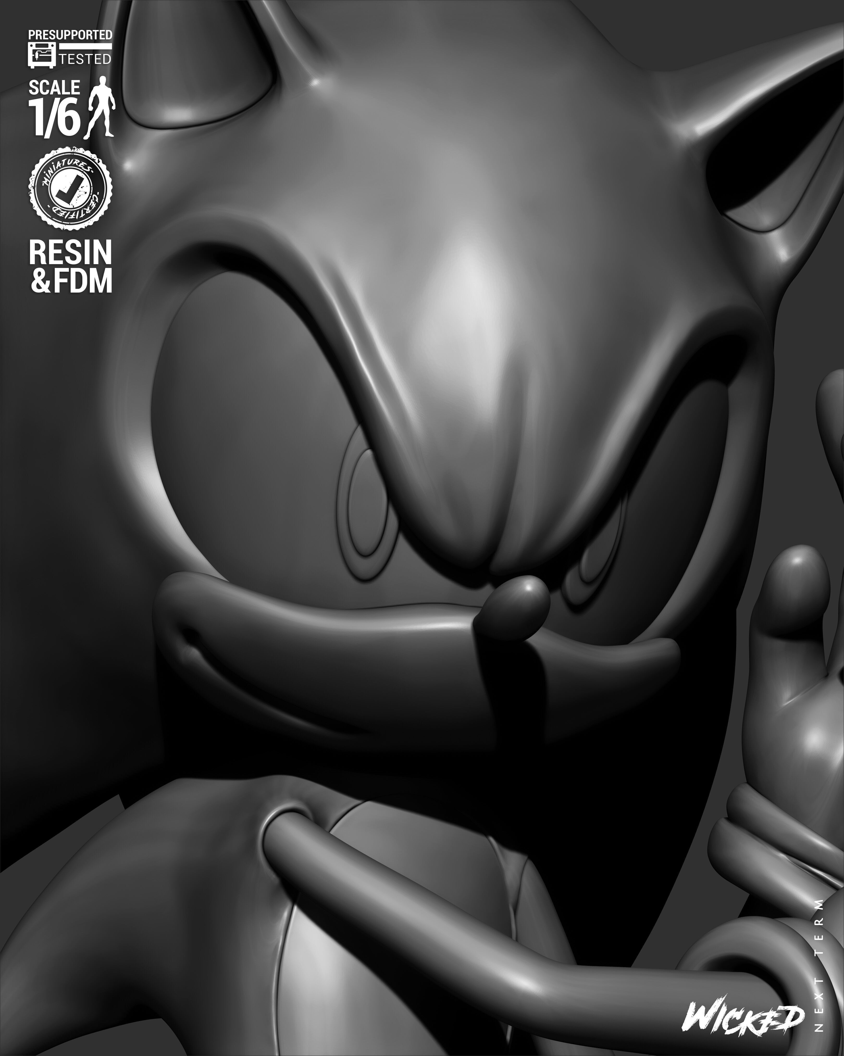 Wicked Video Games Sonic Sculpture Stand 3D print model_15