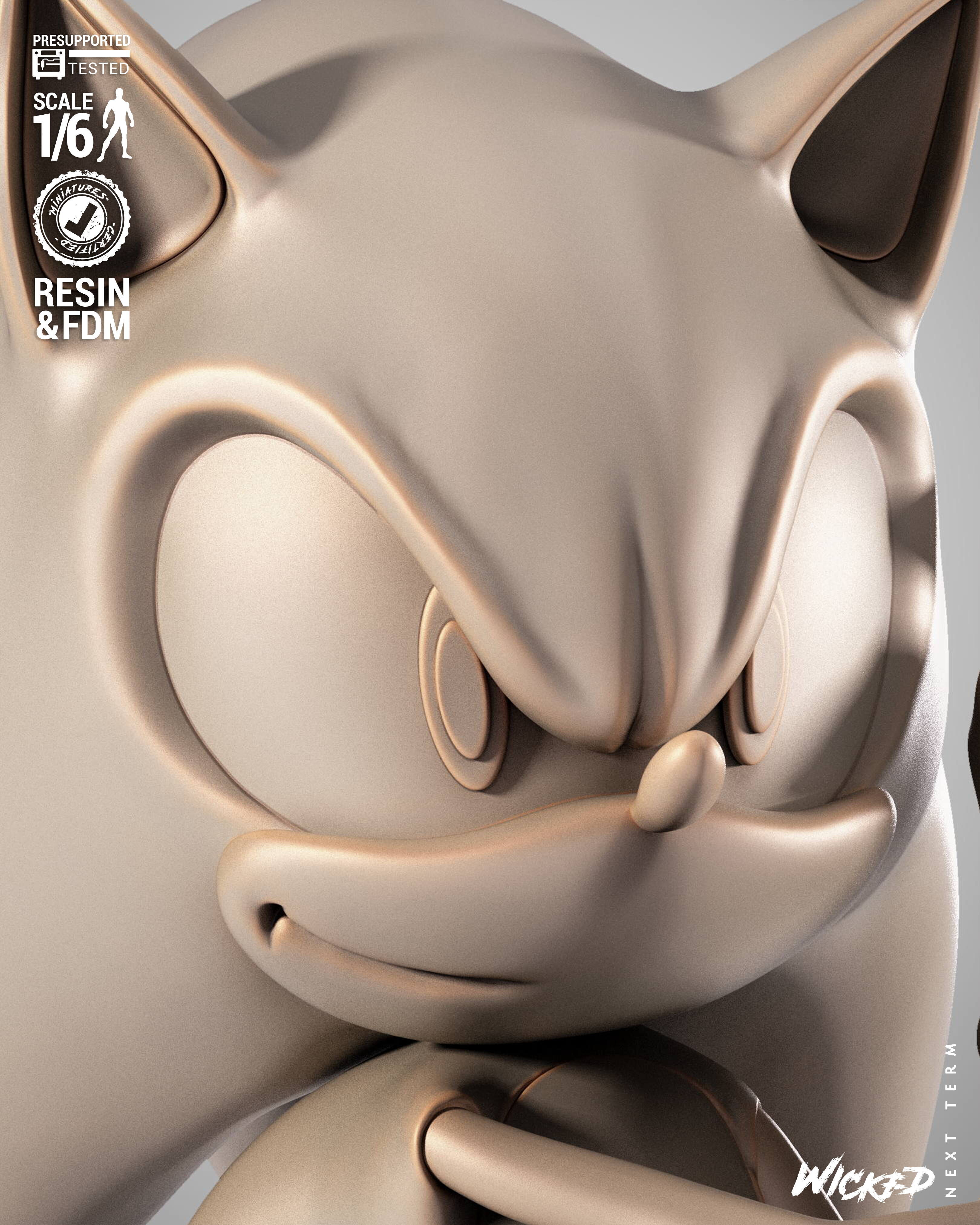 Wicked Video Games Sonic Sculpture Stand 3D print model_31