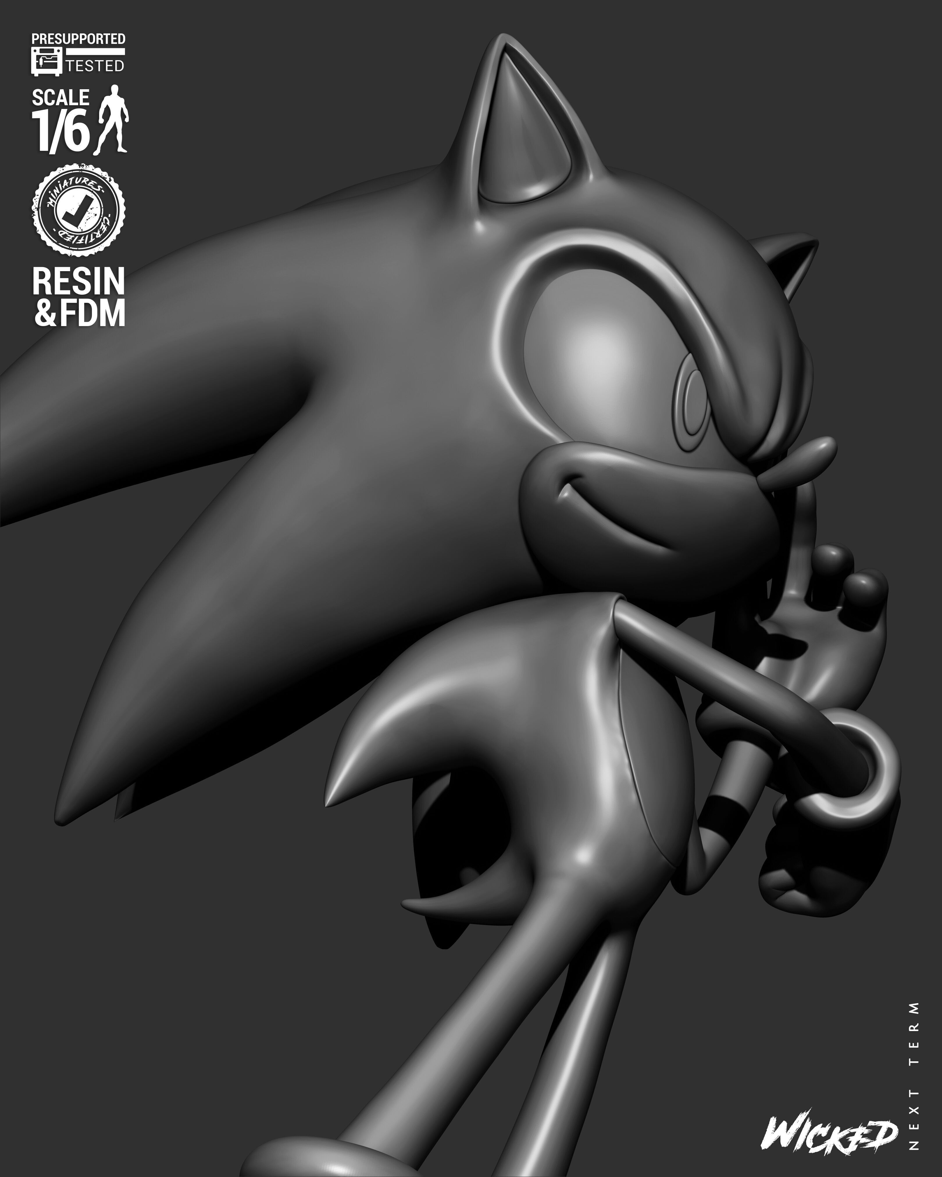 Wicked Video Games Sonic Sculpture Stand 3D print model_30