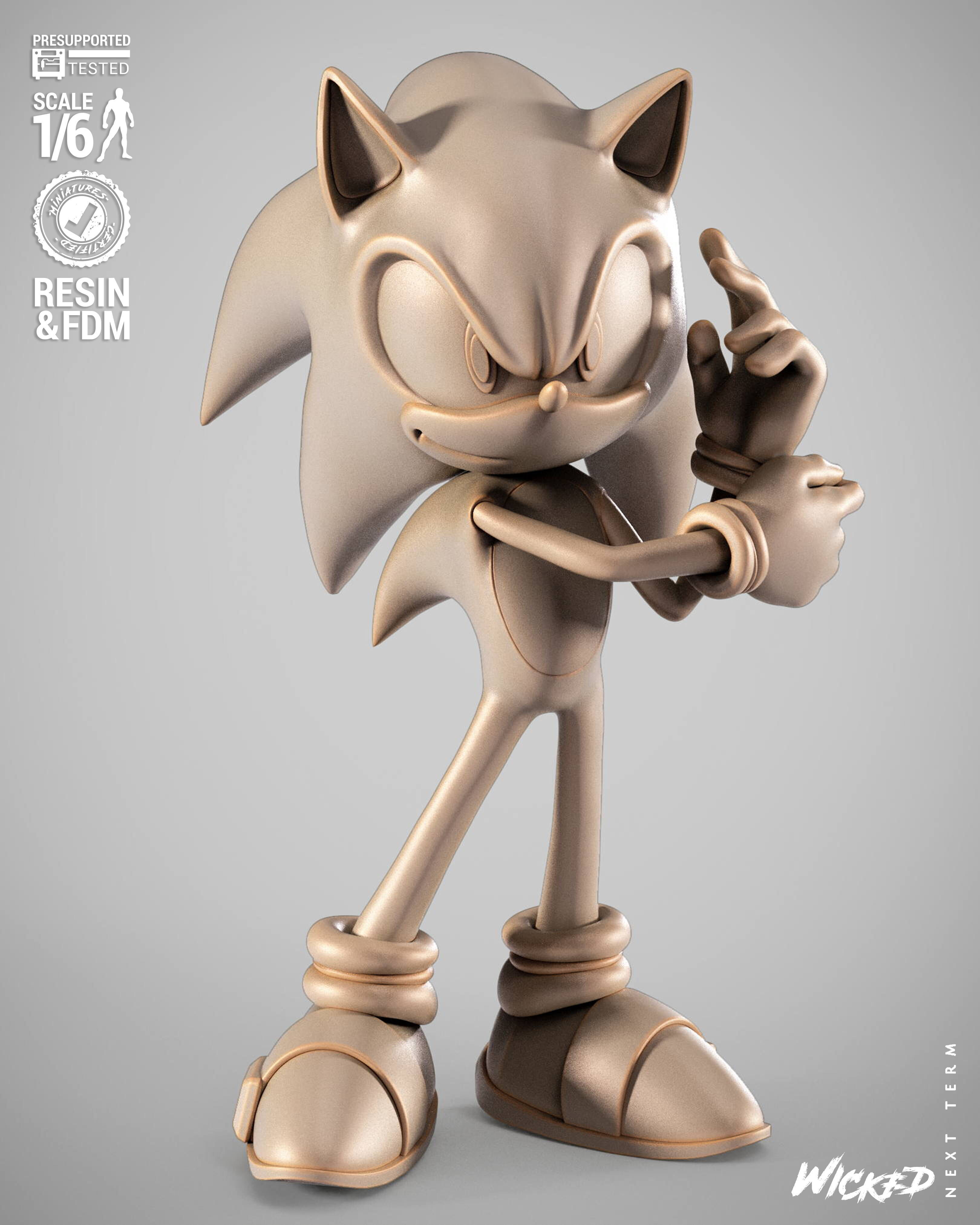 Wicked Video Games Sonic Sculpture Stand 3D print model_53