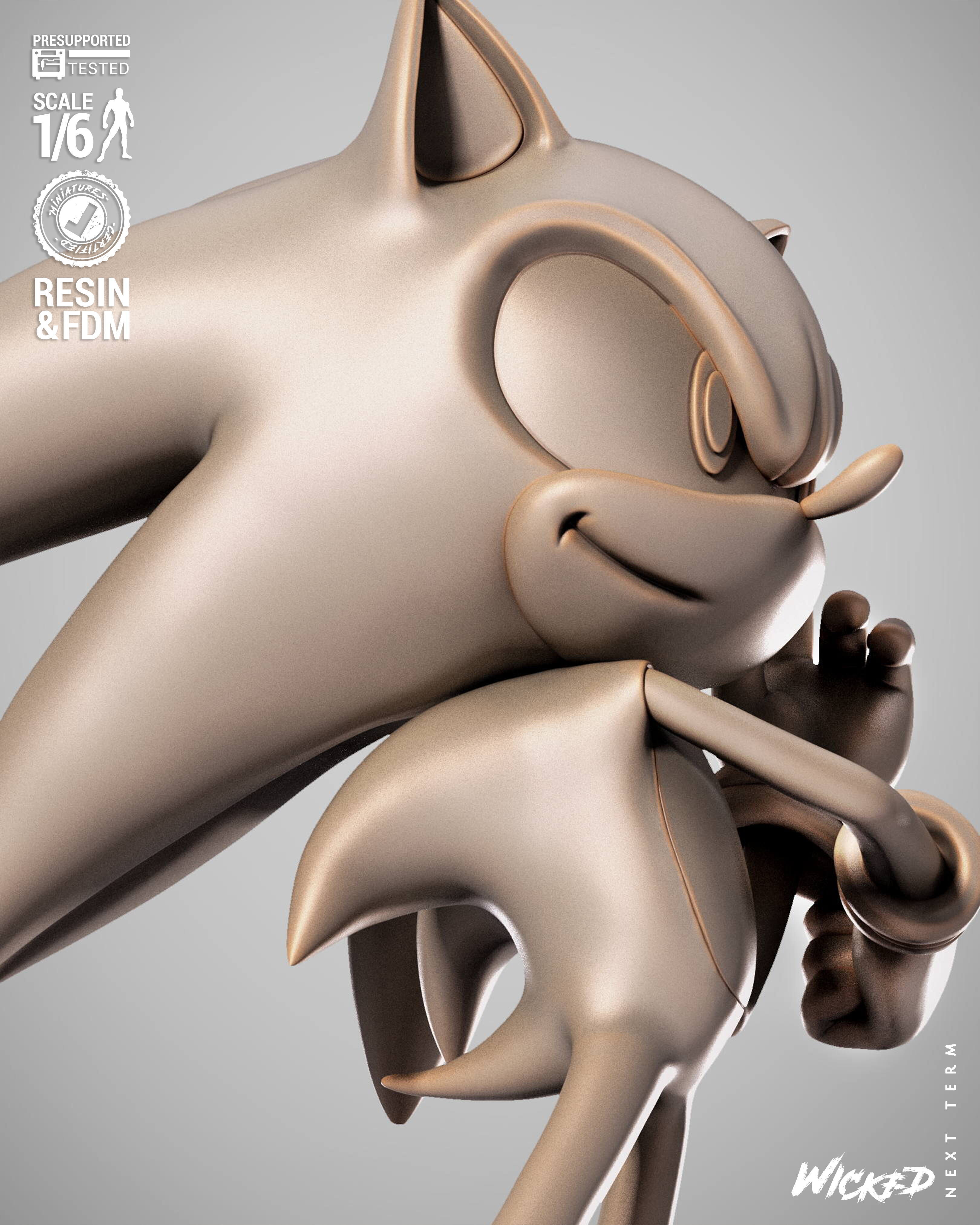 Wicked Video Games Sonic Sculpture Stand 3D print model_38