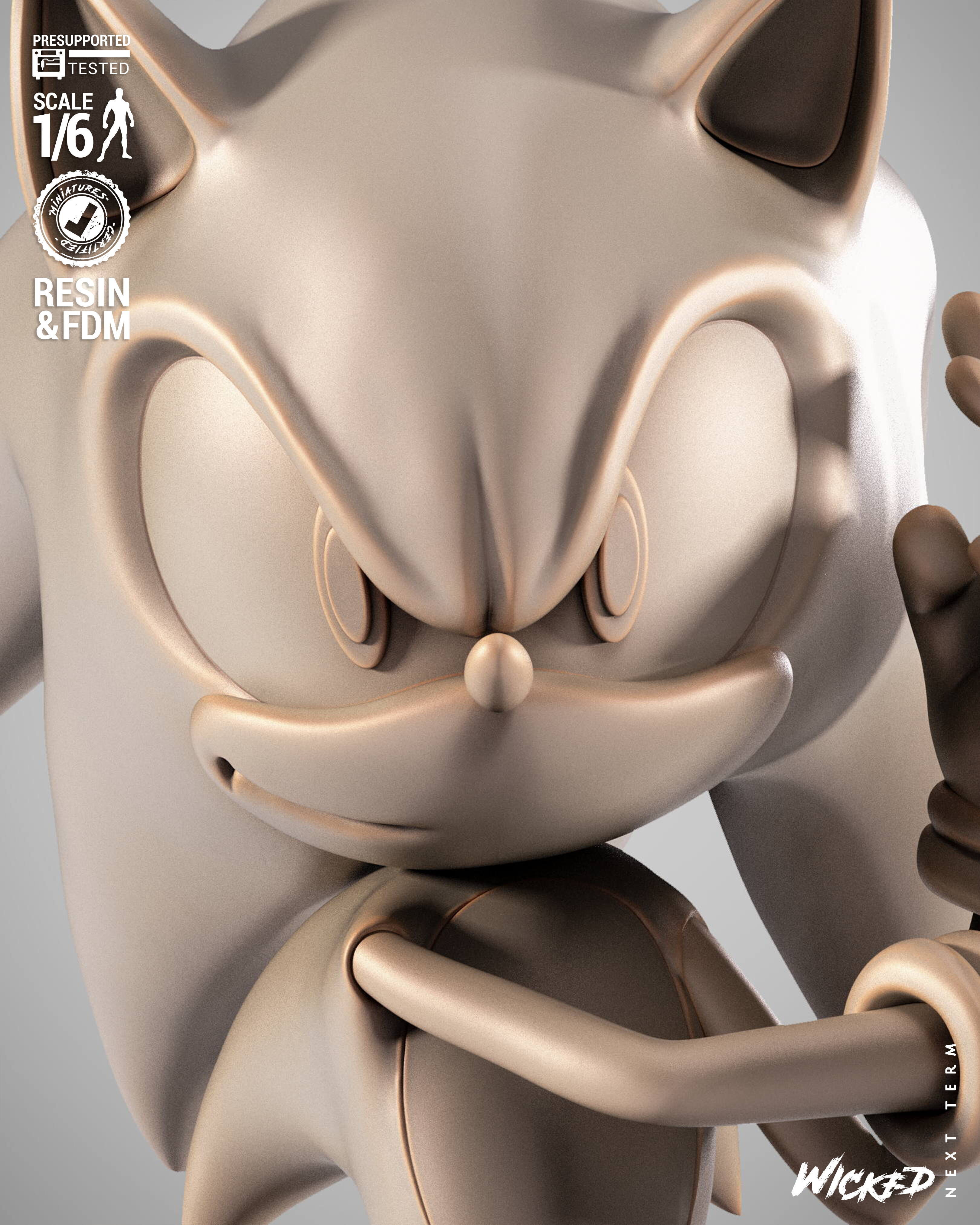 Wicked Video Games Sonic Sculpture Stand 3D print model_37
