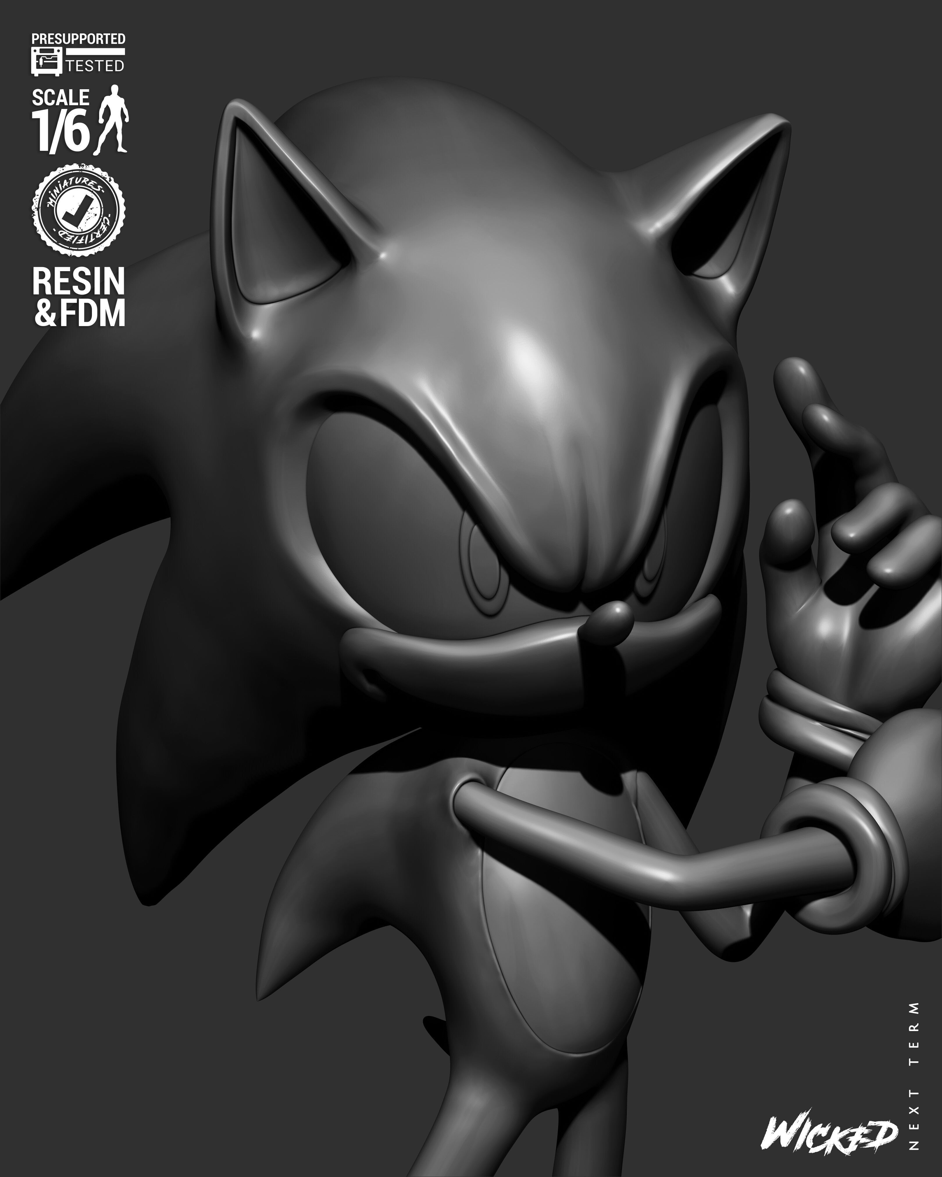 Wicked Video Games Sonic Sculpture Stand 3D print model_67