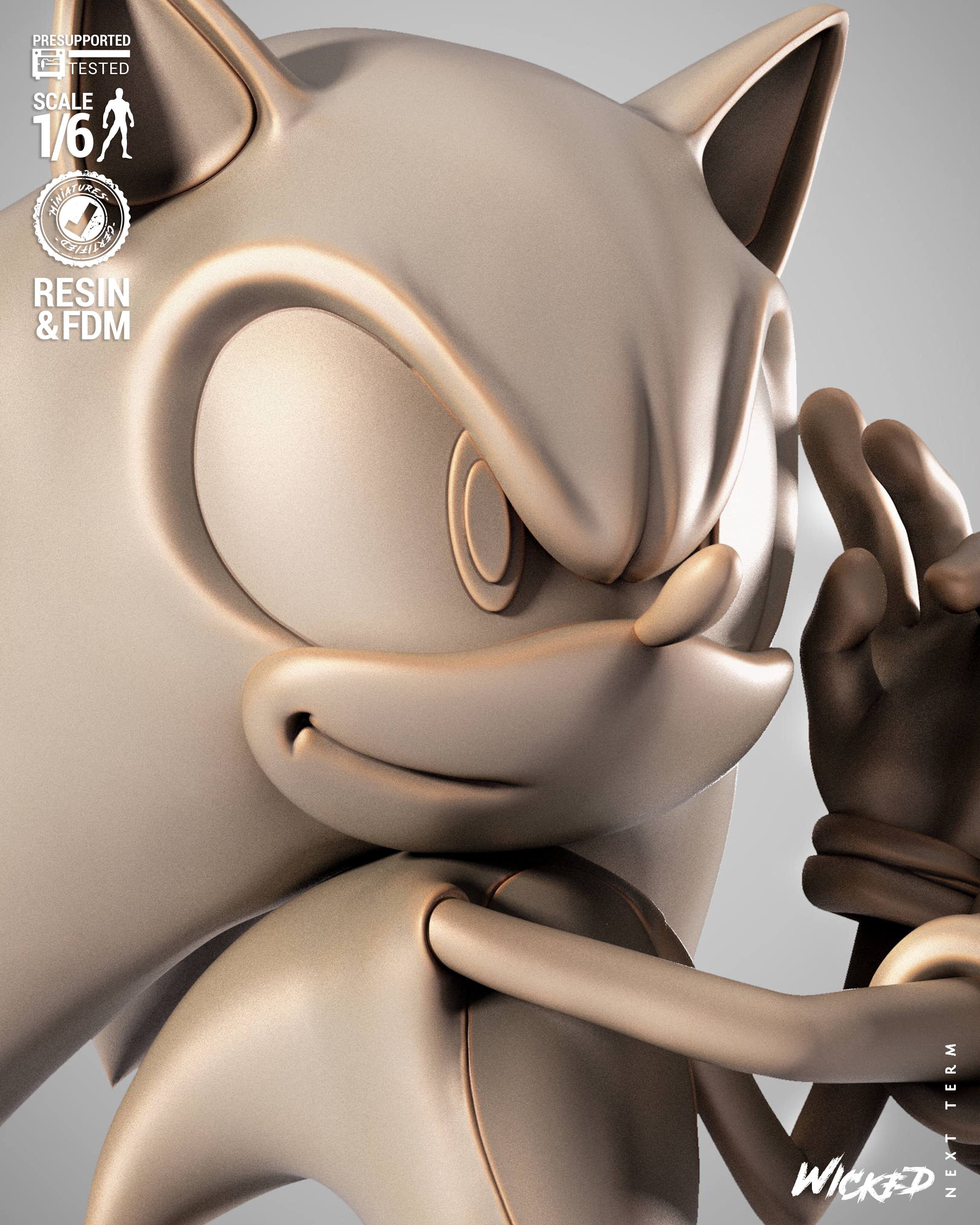 Wicked Video Games Sonic Sculpture Stand 3D print model_39