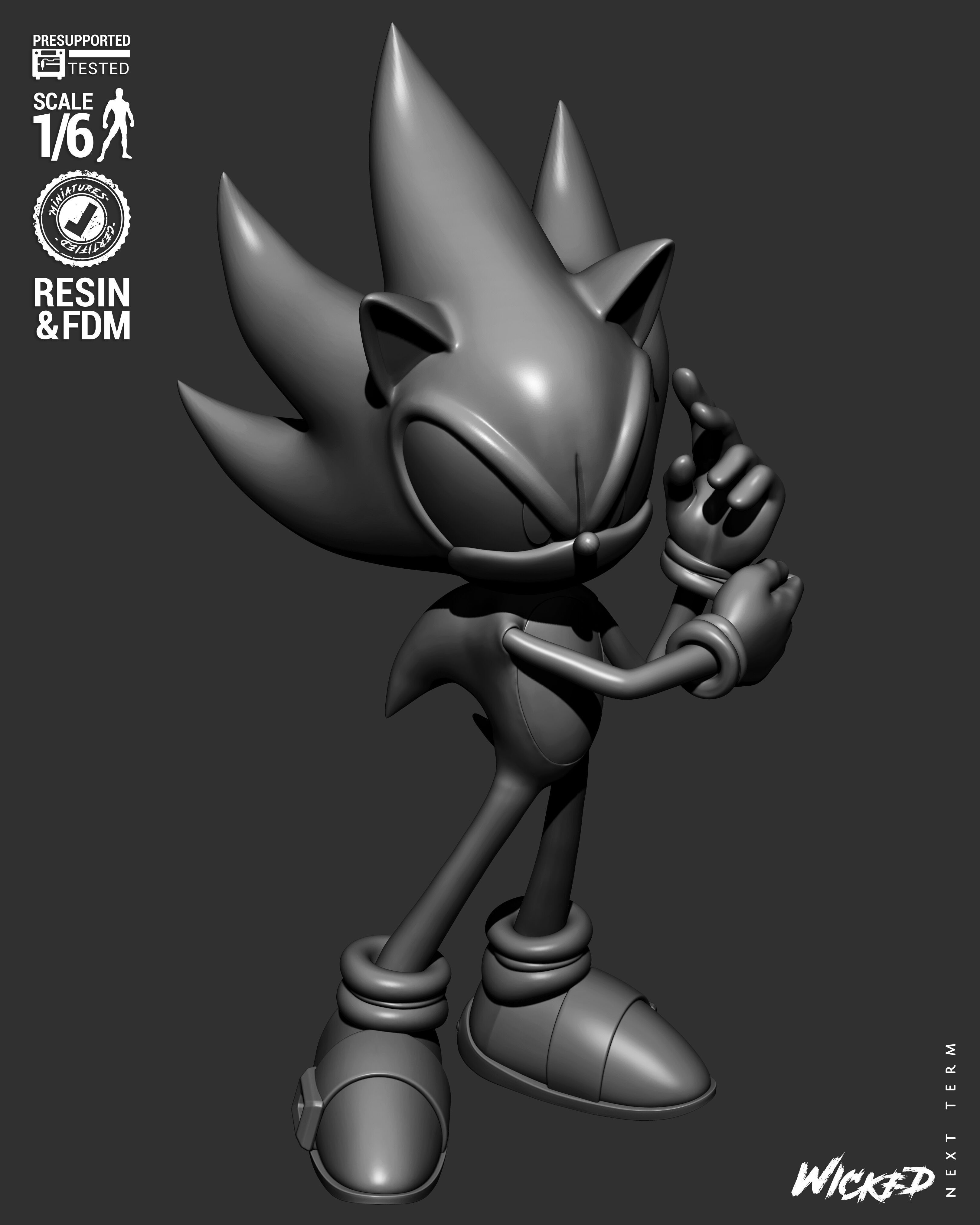 Wicked Video Games Sonic Sculpture Stand 3D print model_14