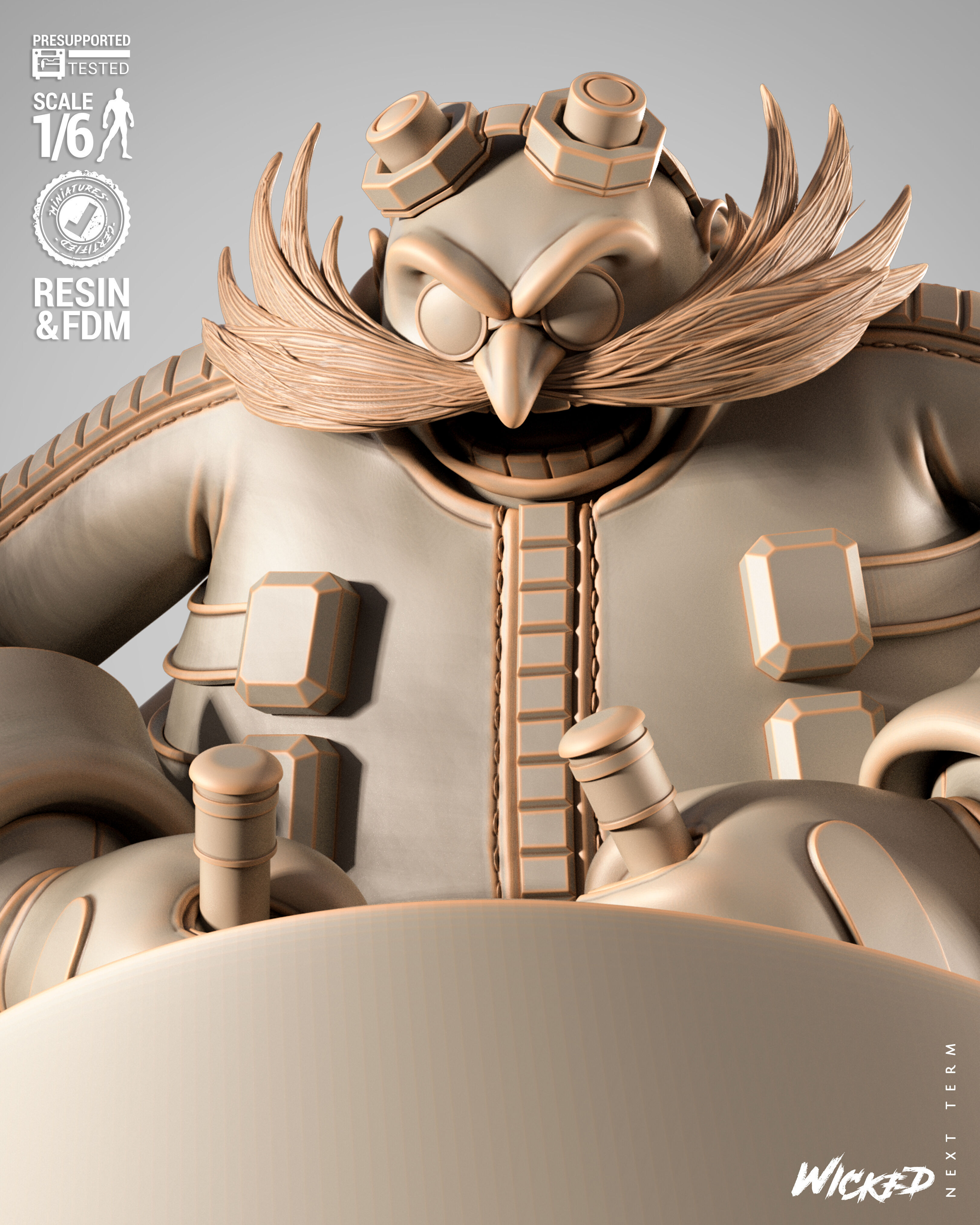 Wicked Video Games Dr Eggman Sculpture 3D print model_3