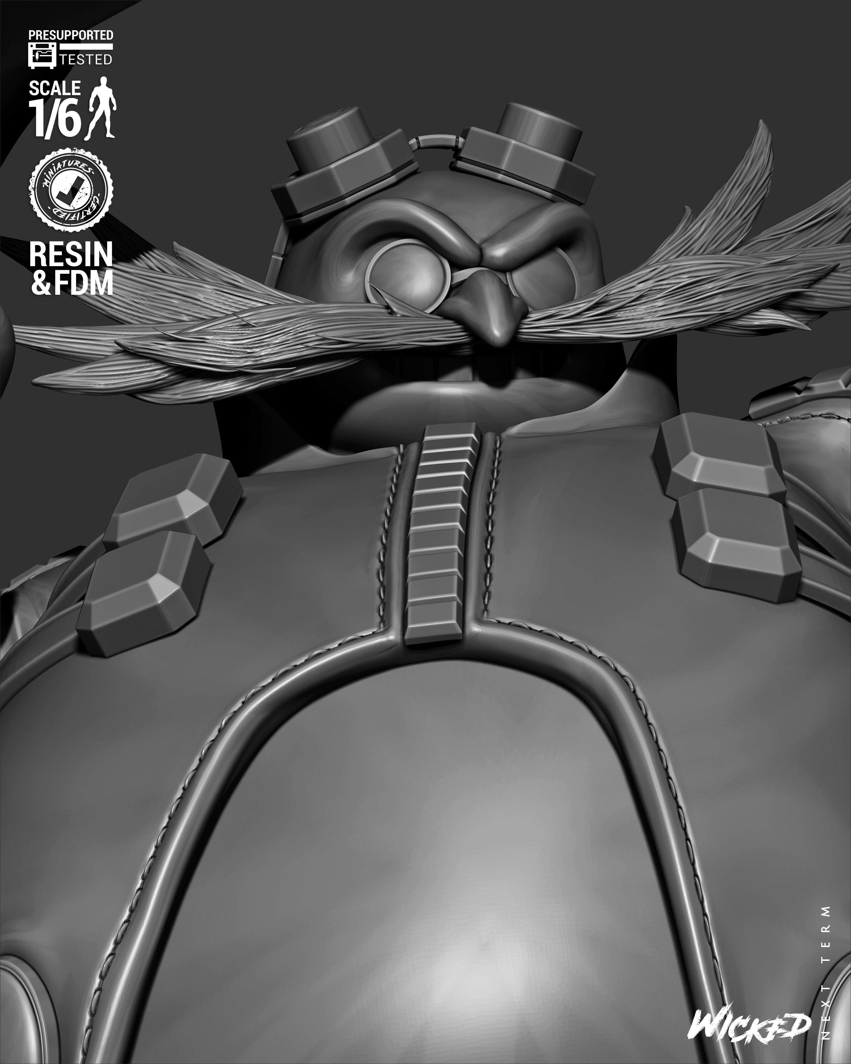 Wicked Video Games Dr Eggman Sculpture Stand 3D print model_47