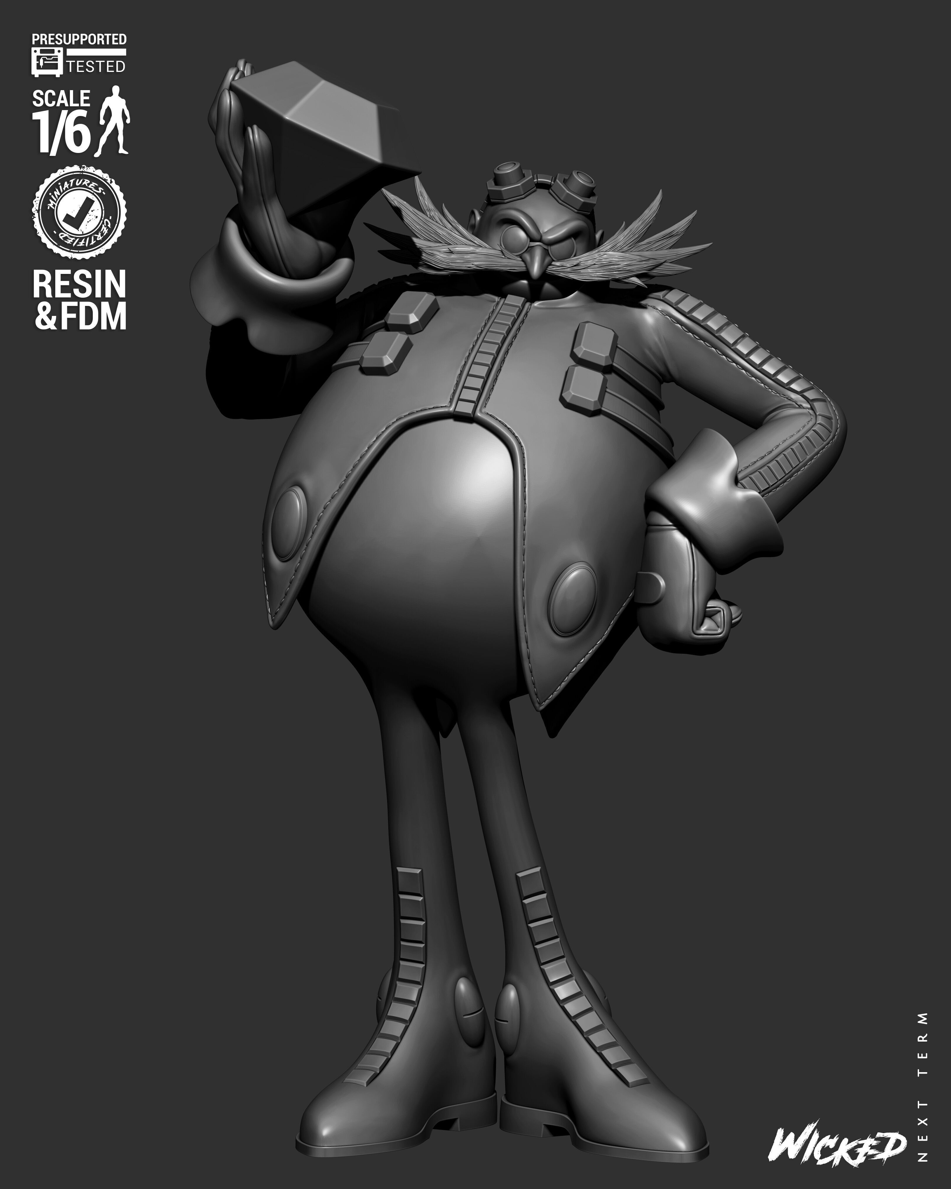 Wicked Video Games Dr Eggman Sculpture Stand 3D print model_27