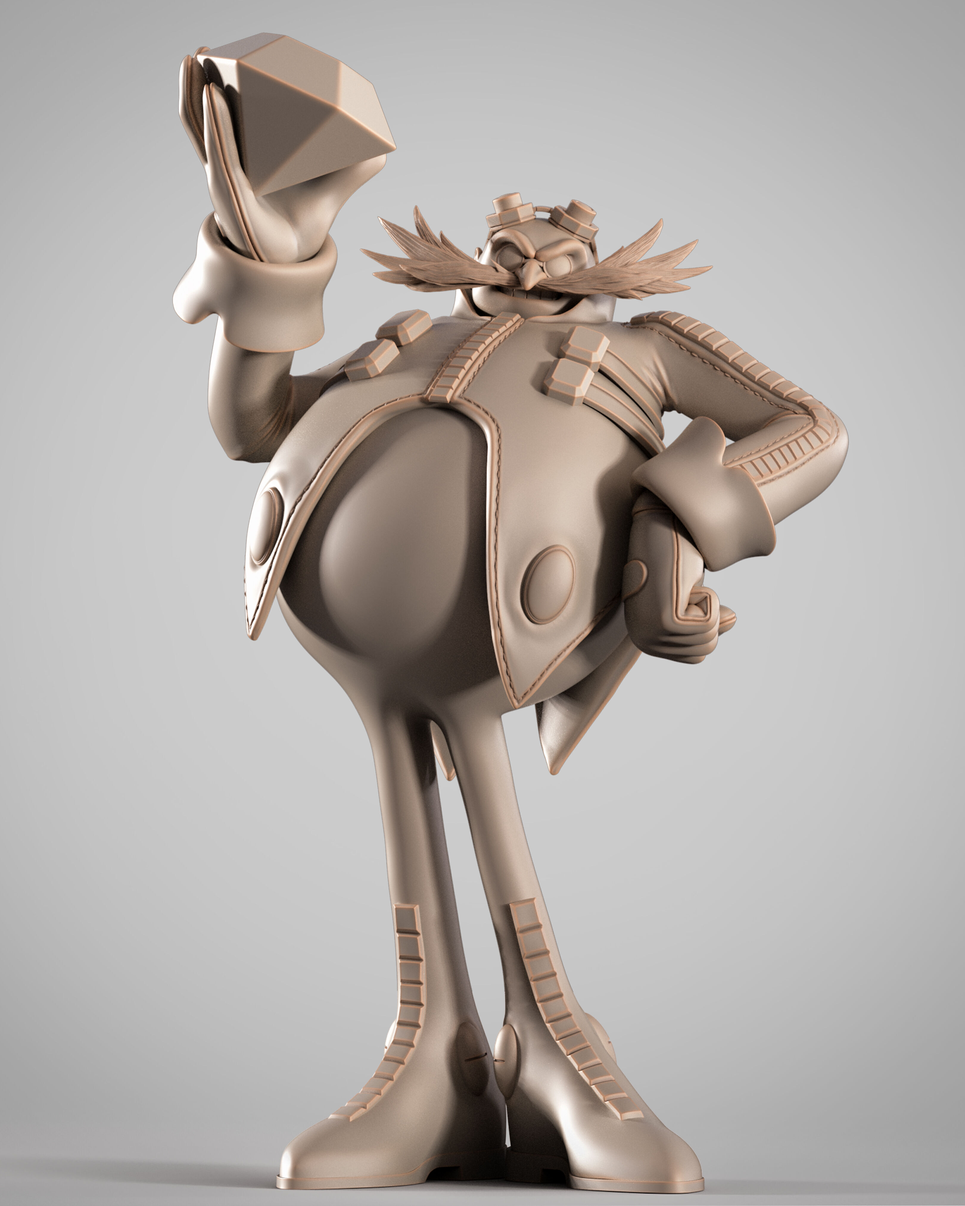 Wicked Video Games Dr Eggman Sculpture Stand 3D print model_2