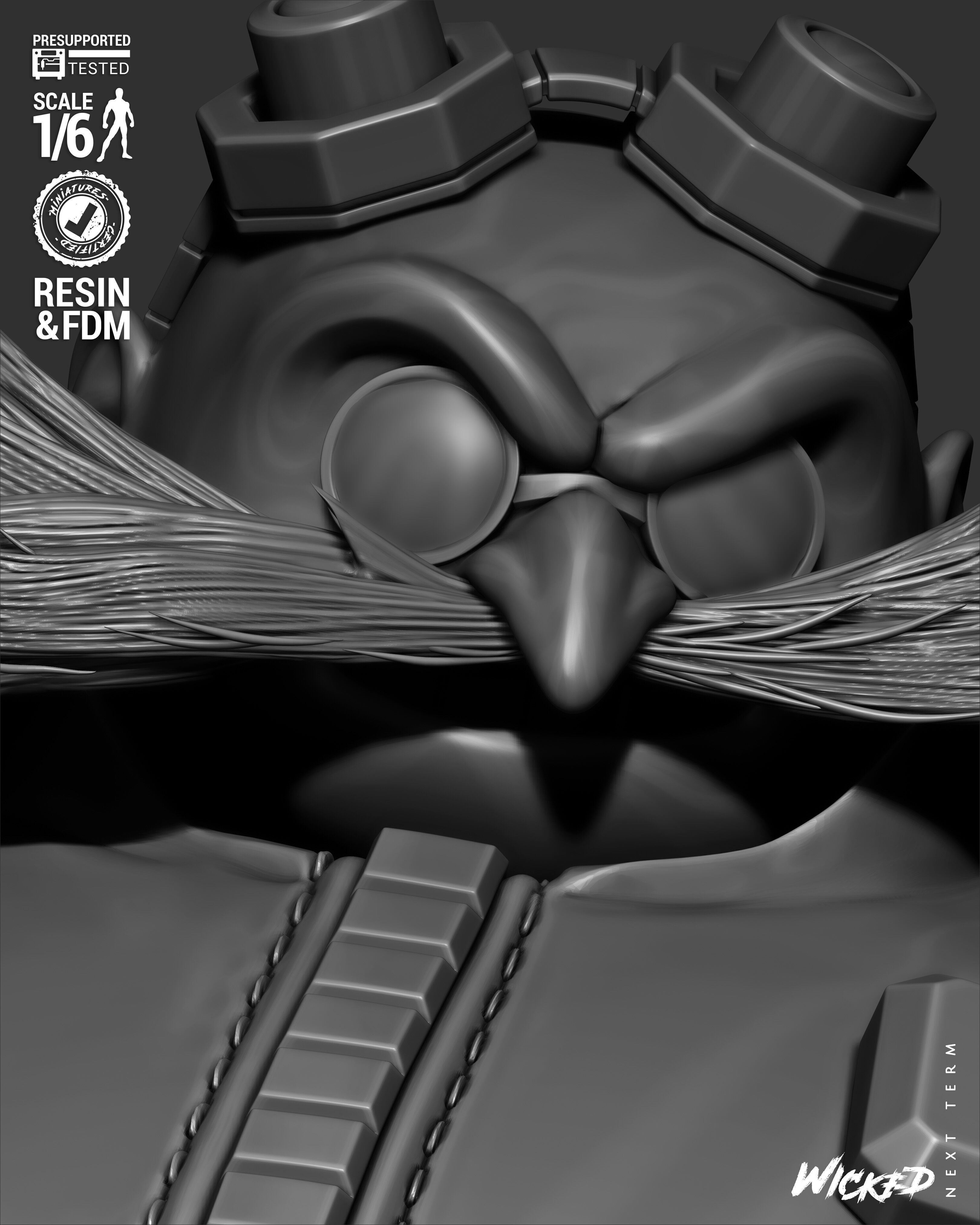 Wicked Video Games Dr Eggman Sculpture Stand 3D print model_33