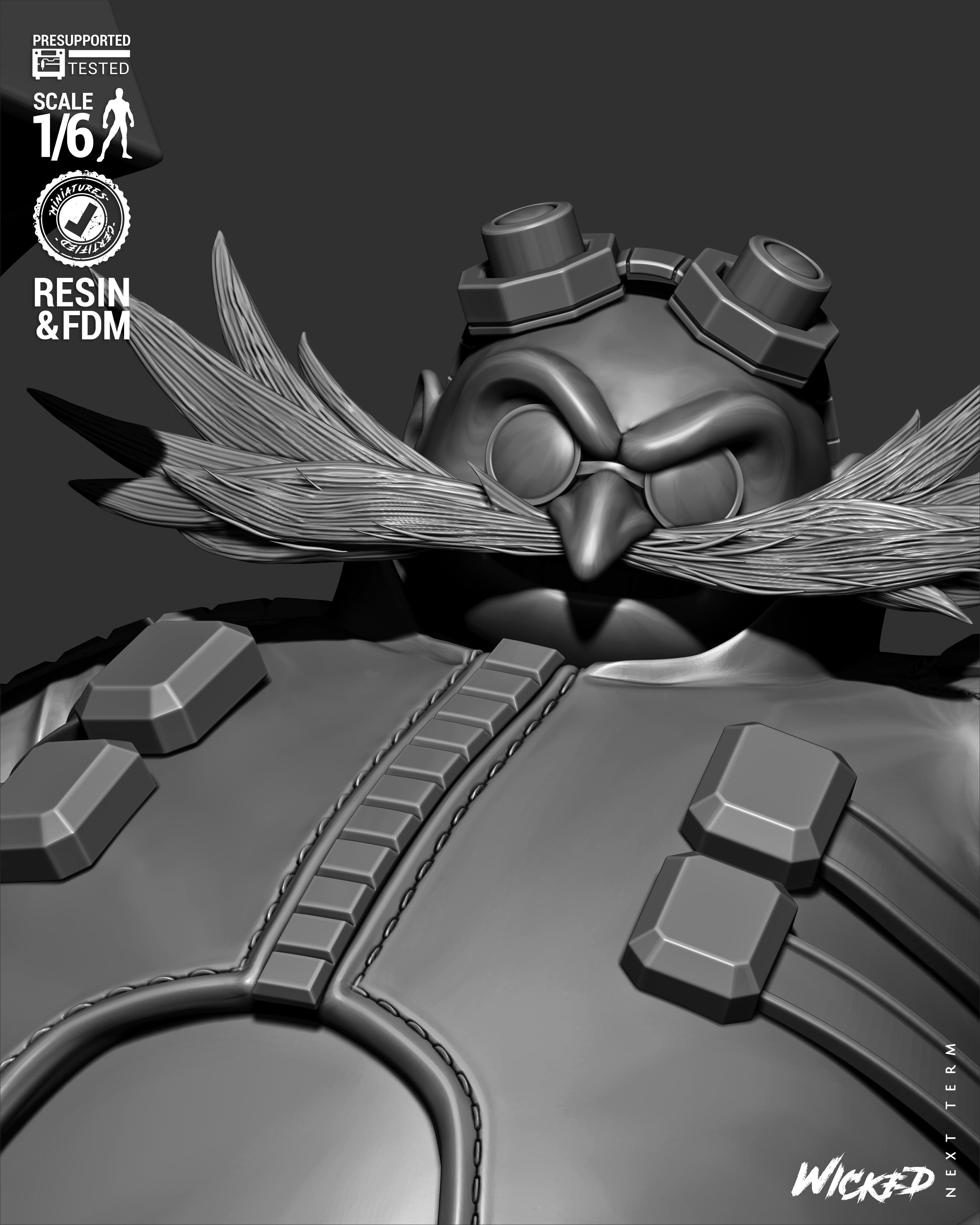 Wicked Video Games Dr Eggman Sculpture Stand 3D print model_32