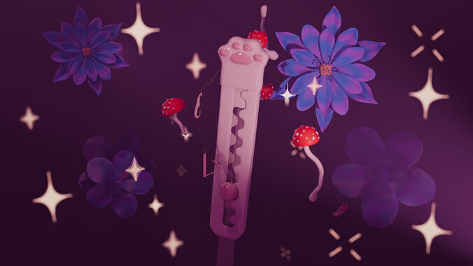 Dreamcore Utility Knife  Pastel asset for Renders and Animations 3D model