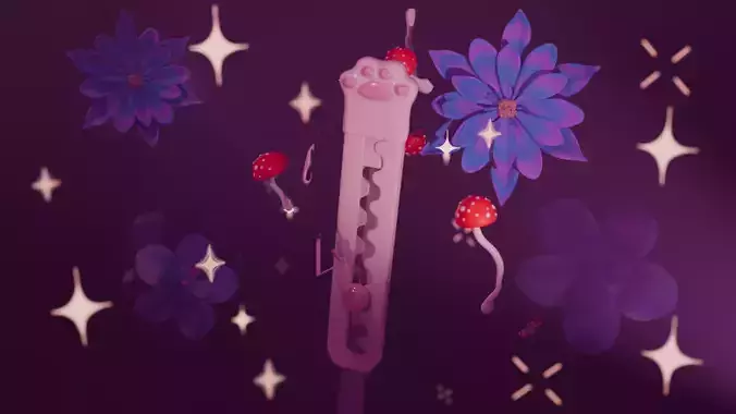 Dreamcore Utility Knife  Pastel asset for Renders and Animations 3D model