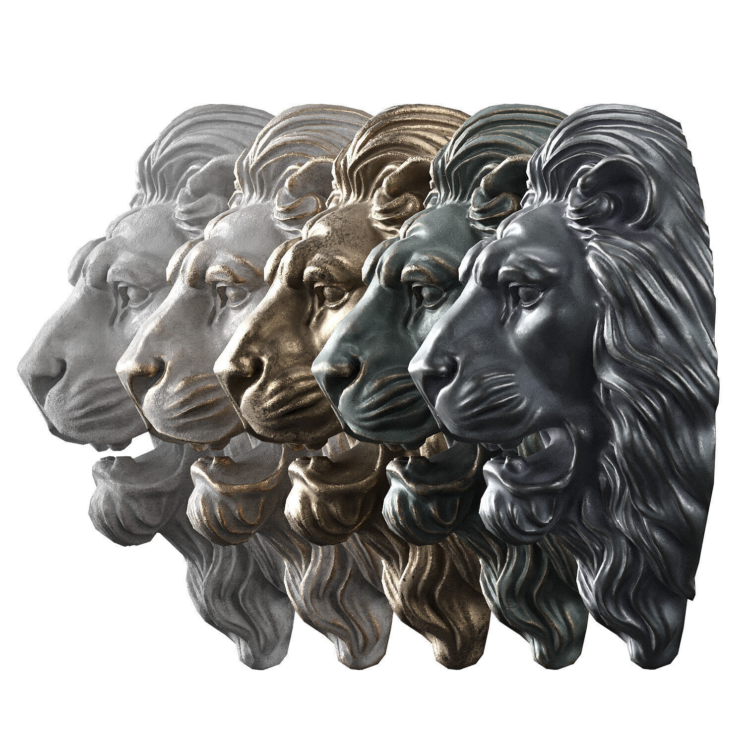 Lion Head Sculpture by lllax Low-poly 3D model_7