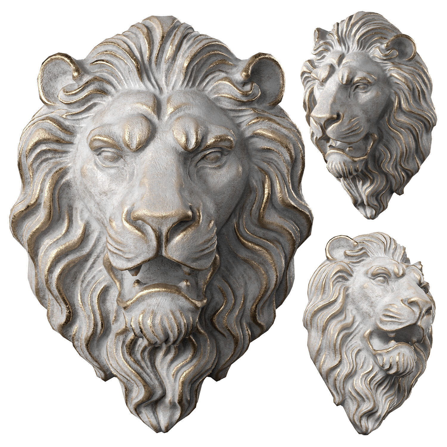 Lion Head Sculpture by lllax Low-poly 3D model_3