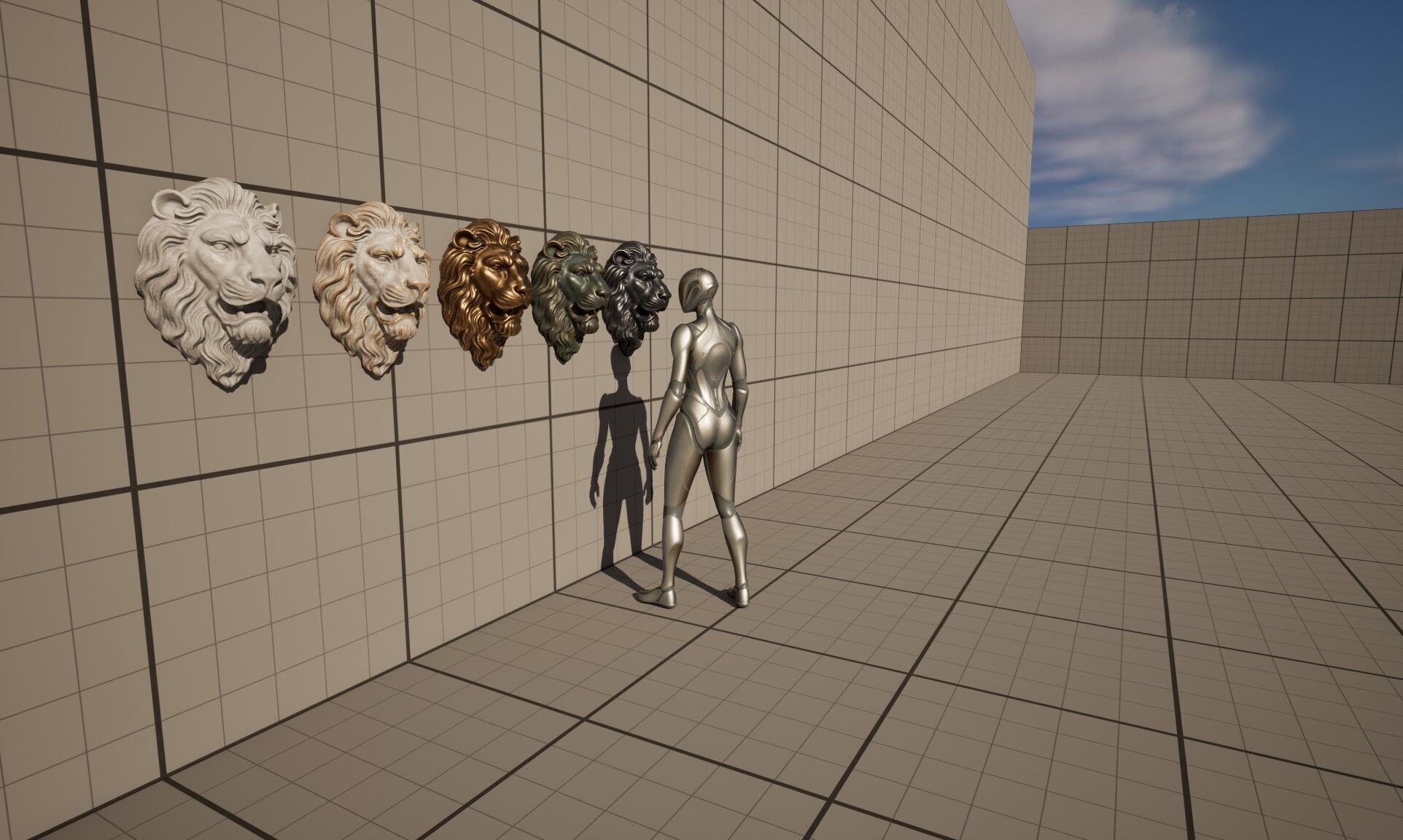 Lion Head Sculpture by lllax Low-poly 3D model_9