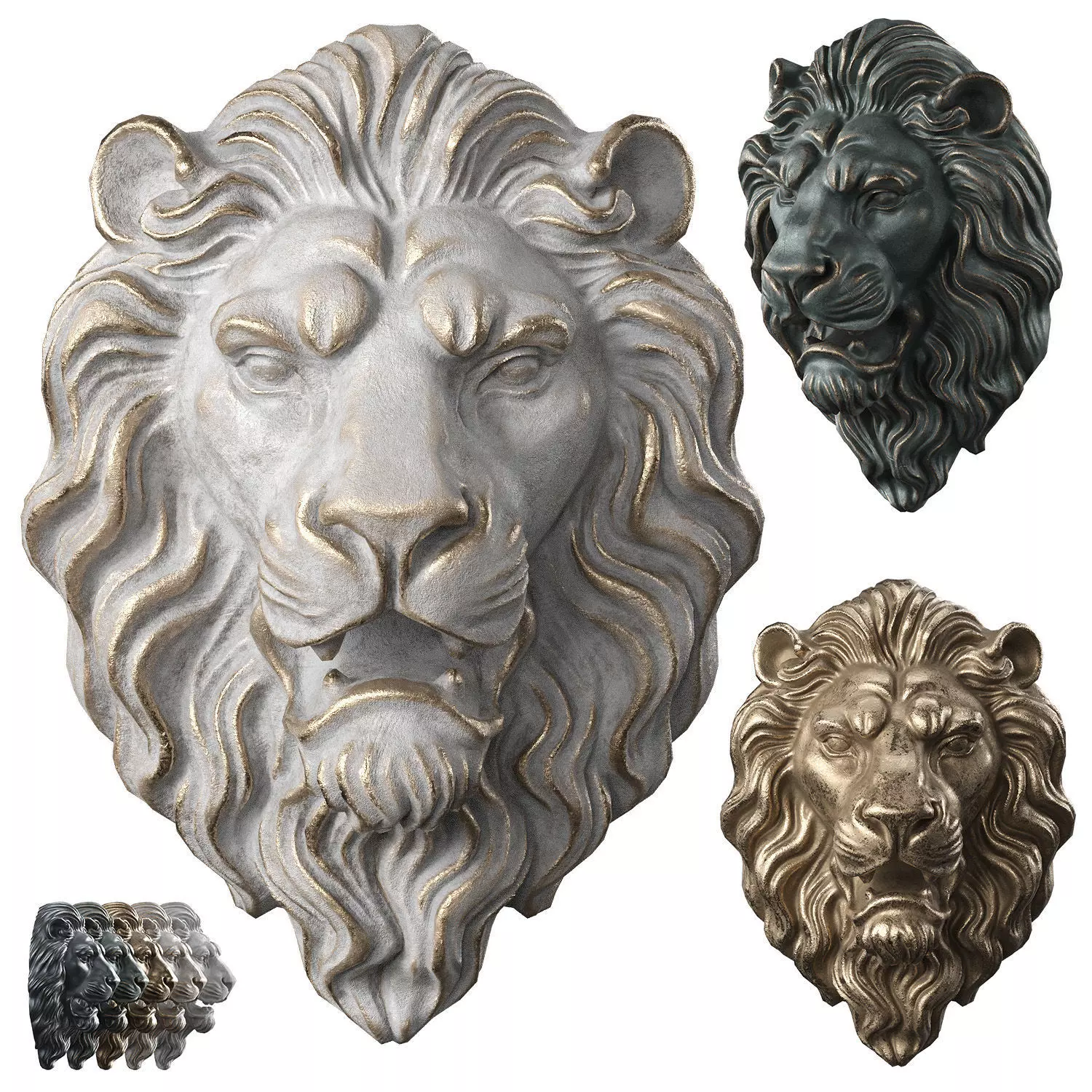 Lion Head Sculpture by lllax Low-poly 3D model_0