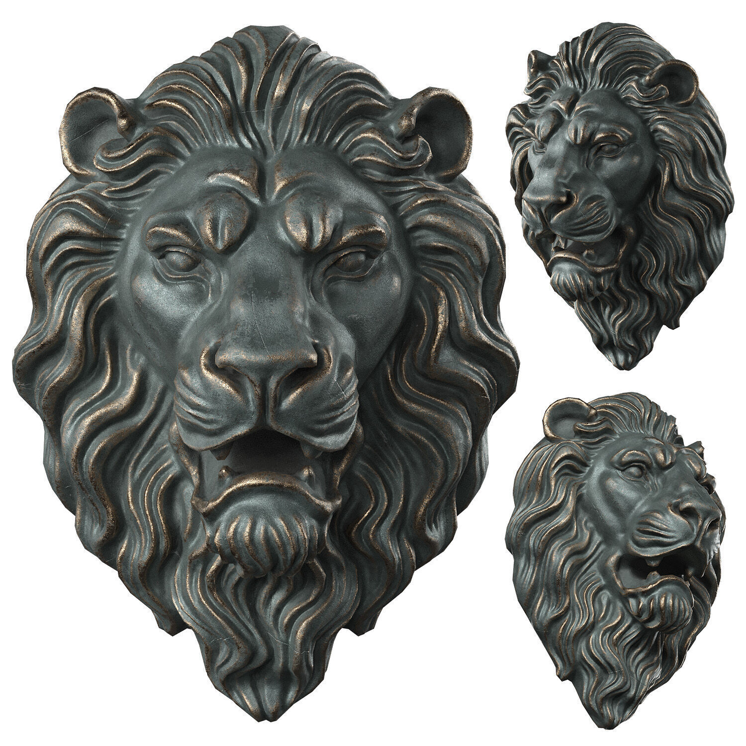 Lion Head Sculpture by lllax Low-poly 3D model_1