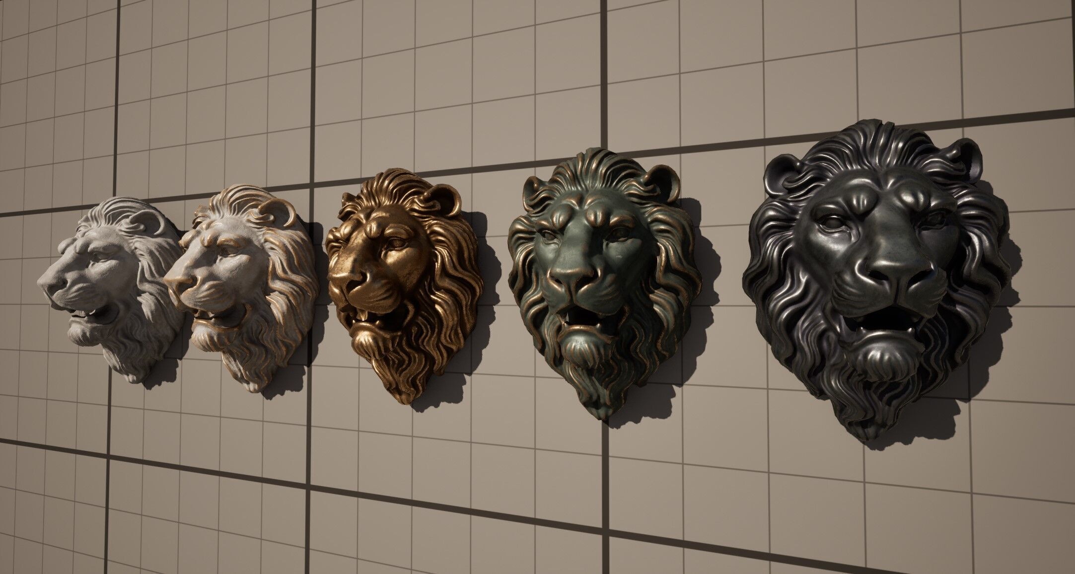 Lion Head Sculpture by lllax Low-poly 3D model_11