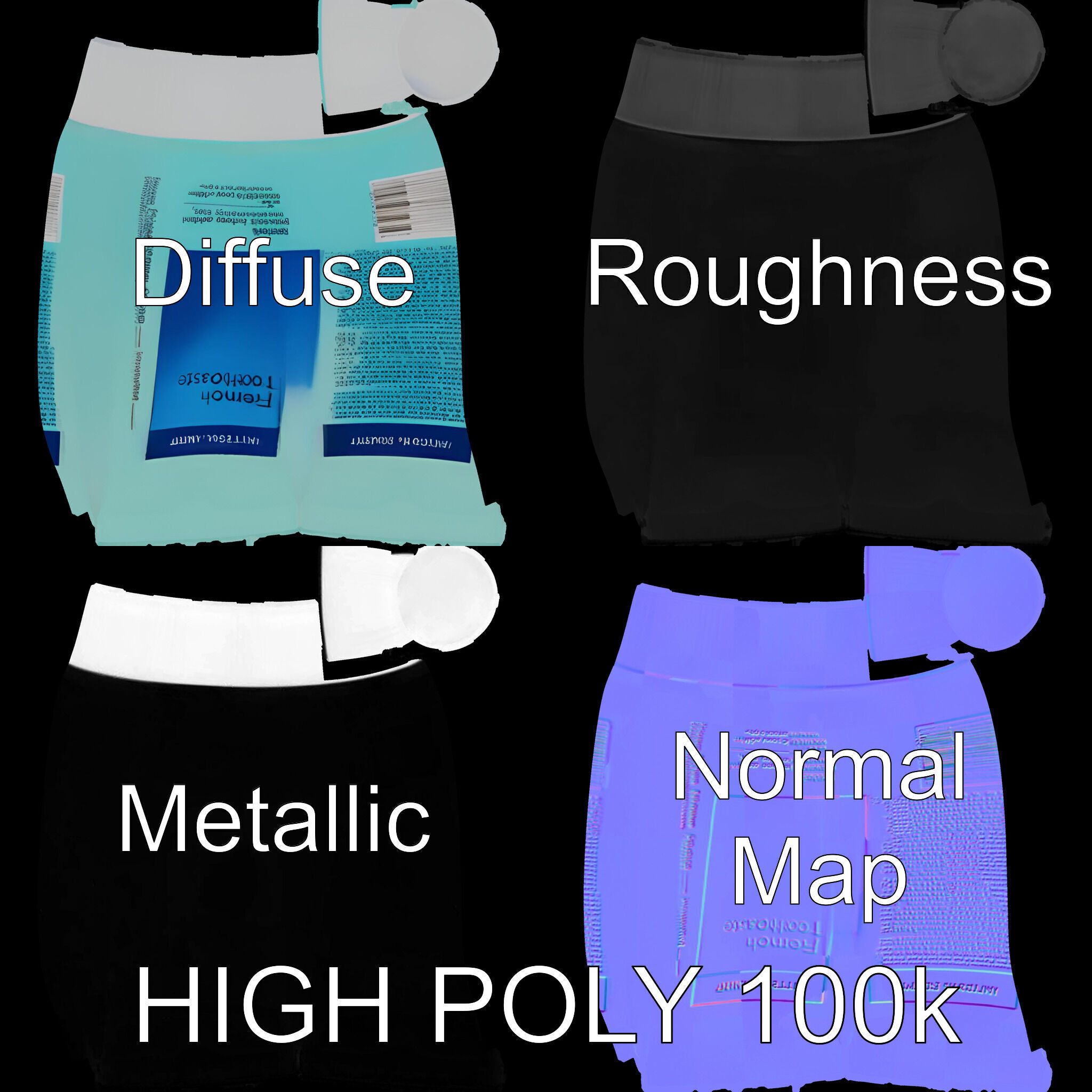 Toothpaste Tube Model Pack Low-poly 3D model_2