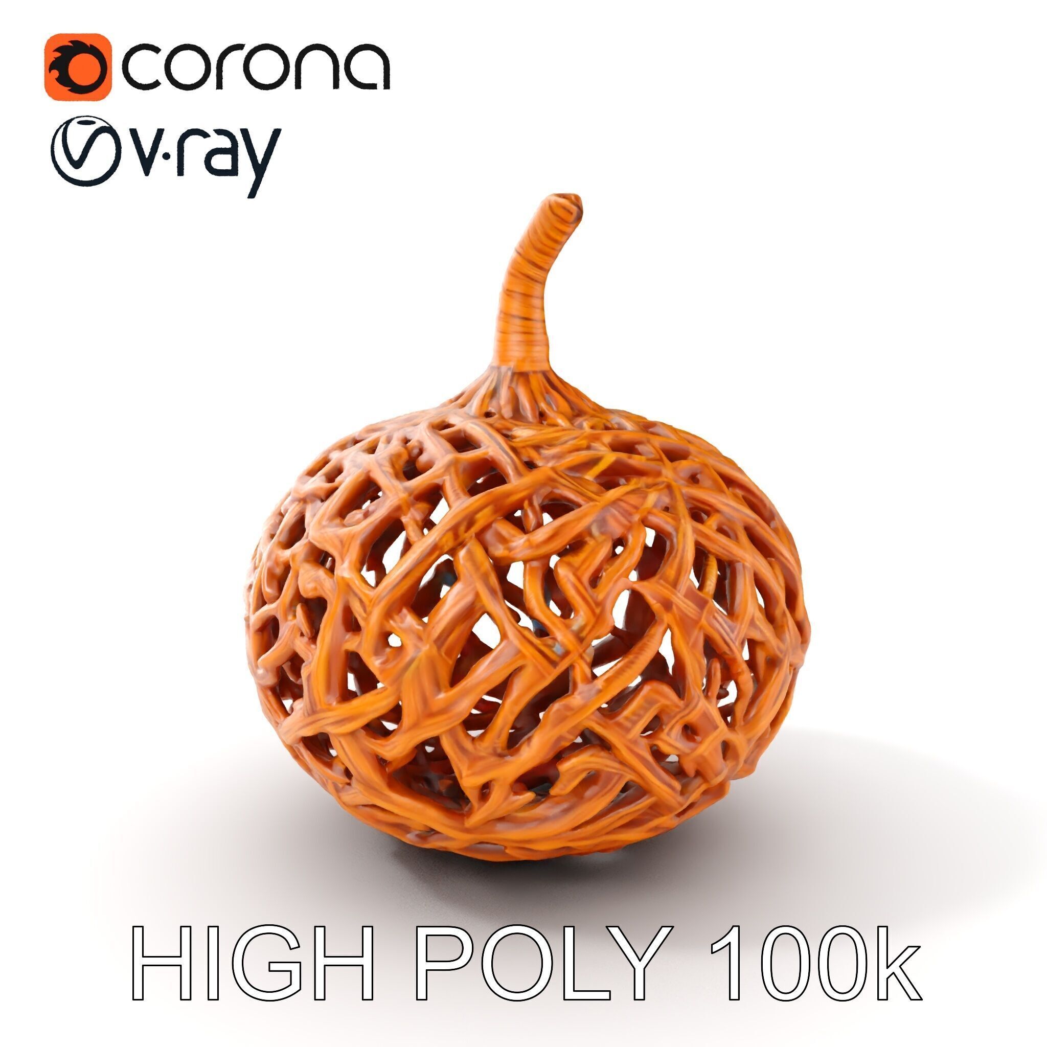 Wicker Pumpkin Decorative Model Pack Low-poly 3D model_7