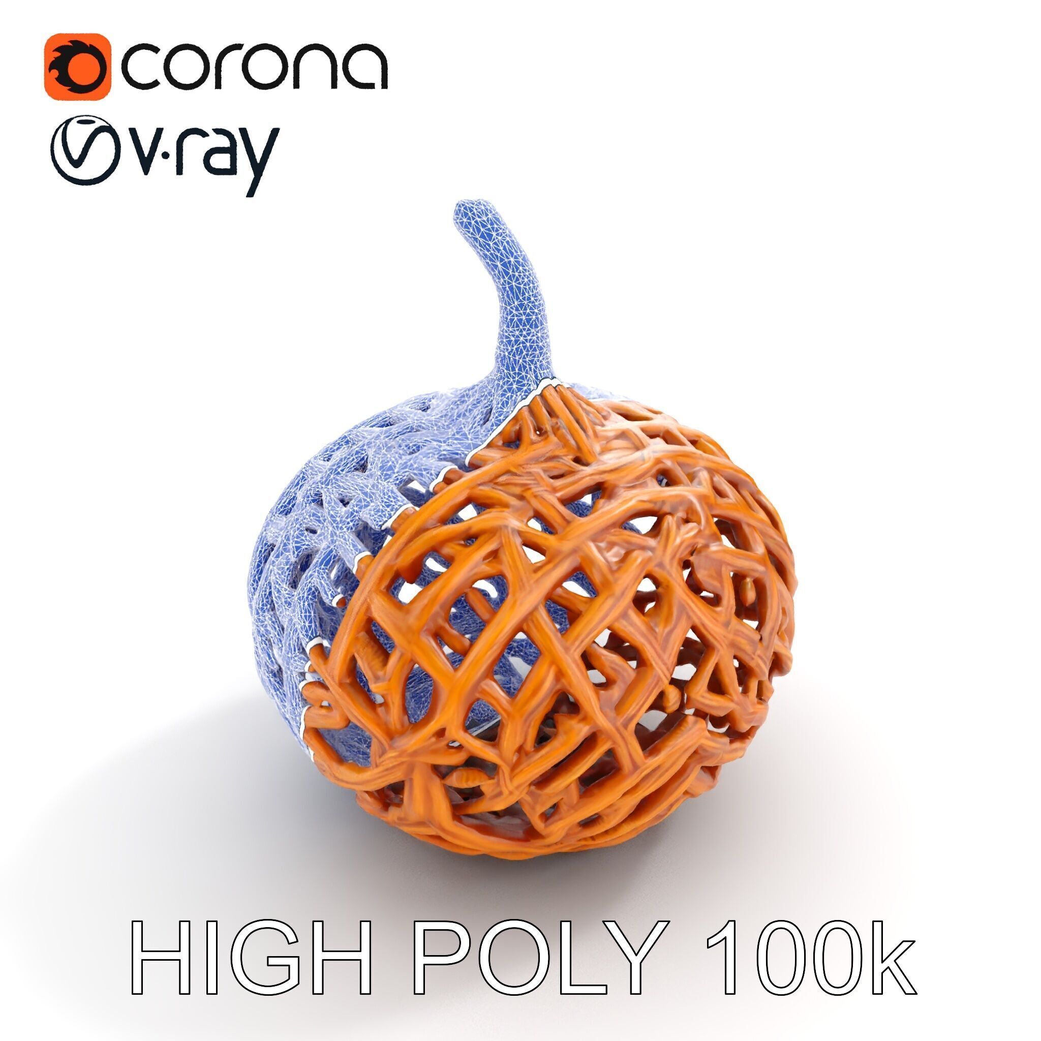 Wicker Pumpkin Decorative Model Pack Low-poly 3D model_25